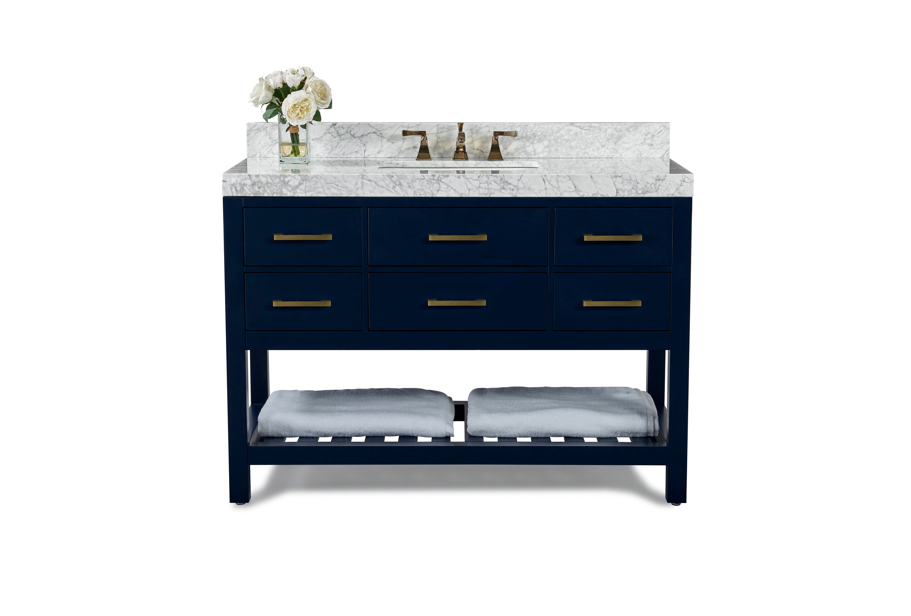 Elizabeth 48'' Heritage Blue Wood Vanity with Marble Top