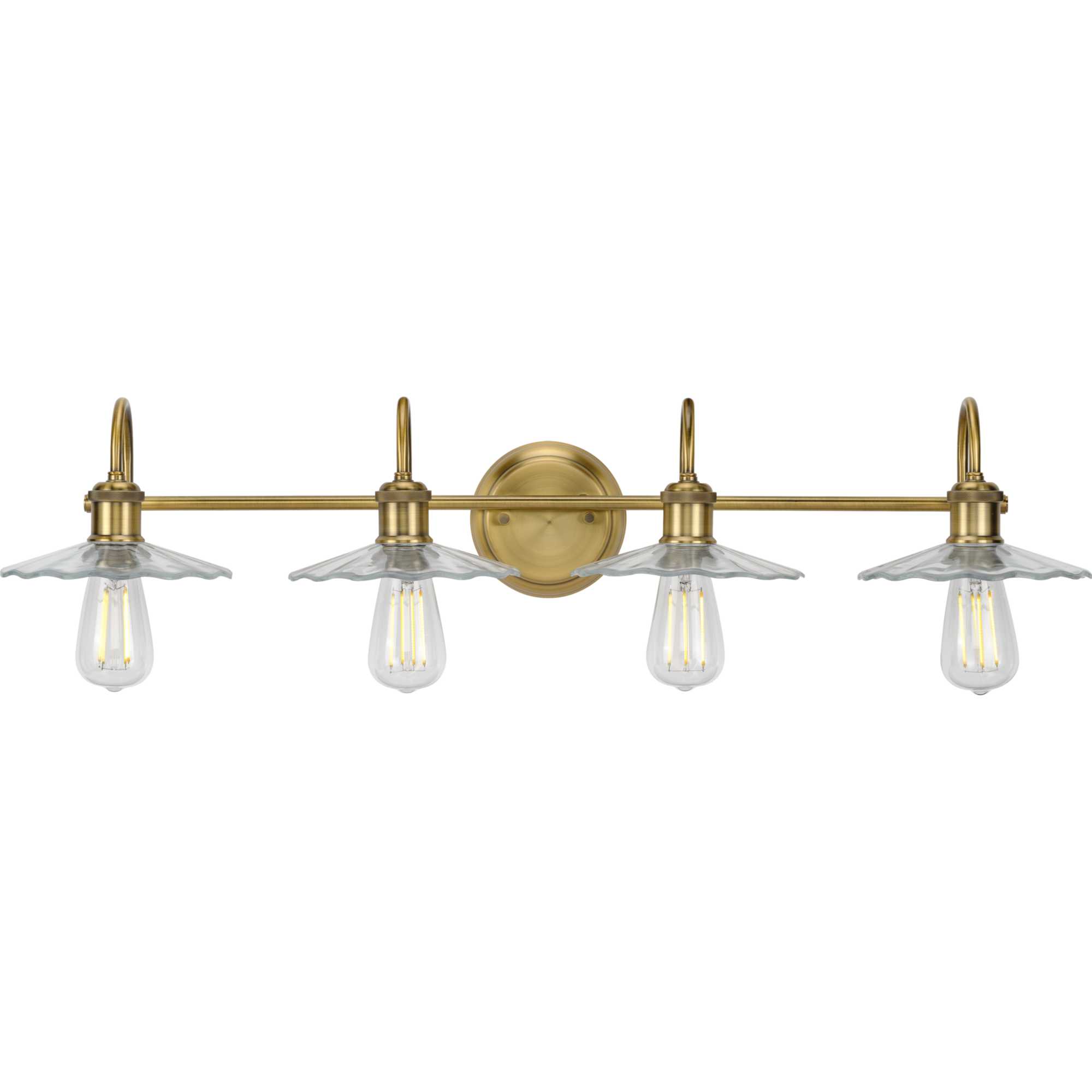 Progress Lighting Fayette 34.5-in 4-Light Vintage Brass Farmhouse ...