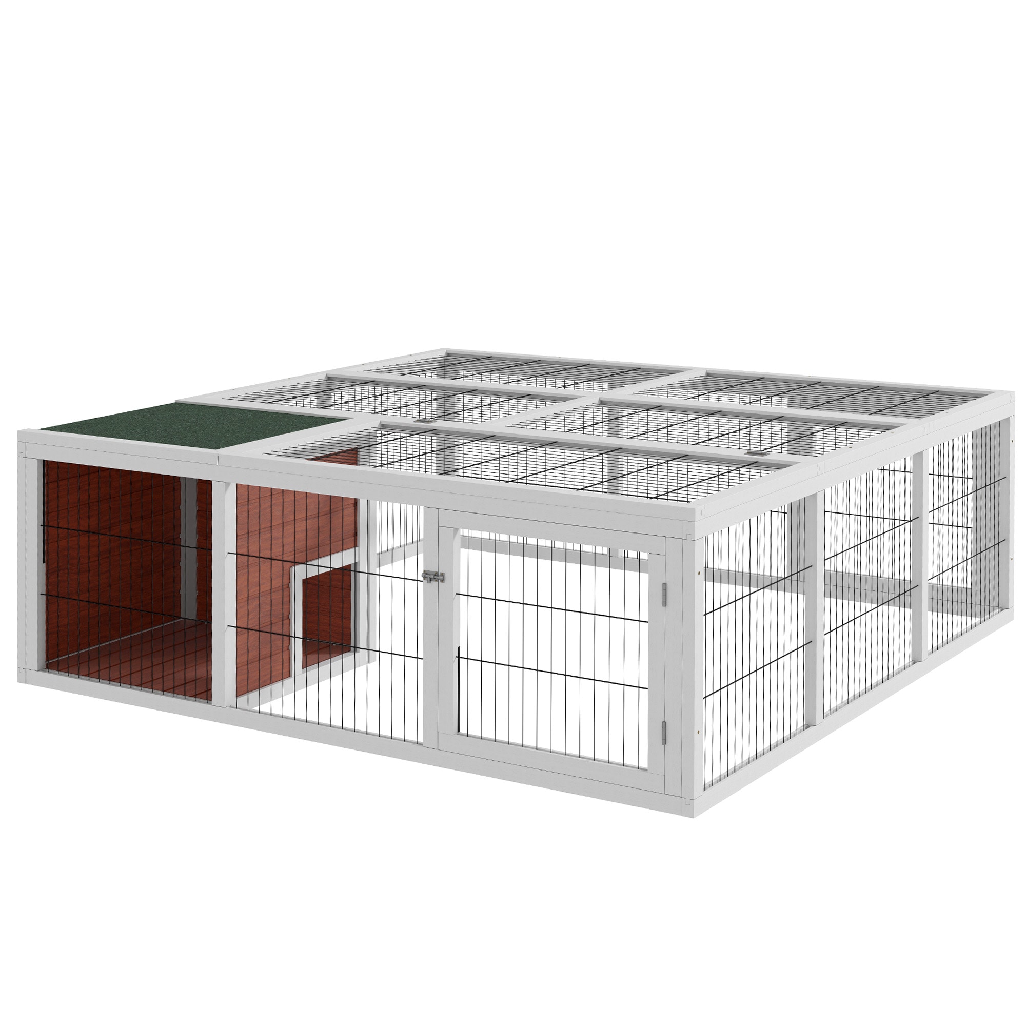PawHut -  64 inch Wooden Outdoor Rabbit Hutch Playpen Tortoise House Habitat with Run and Enclose...