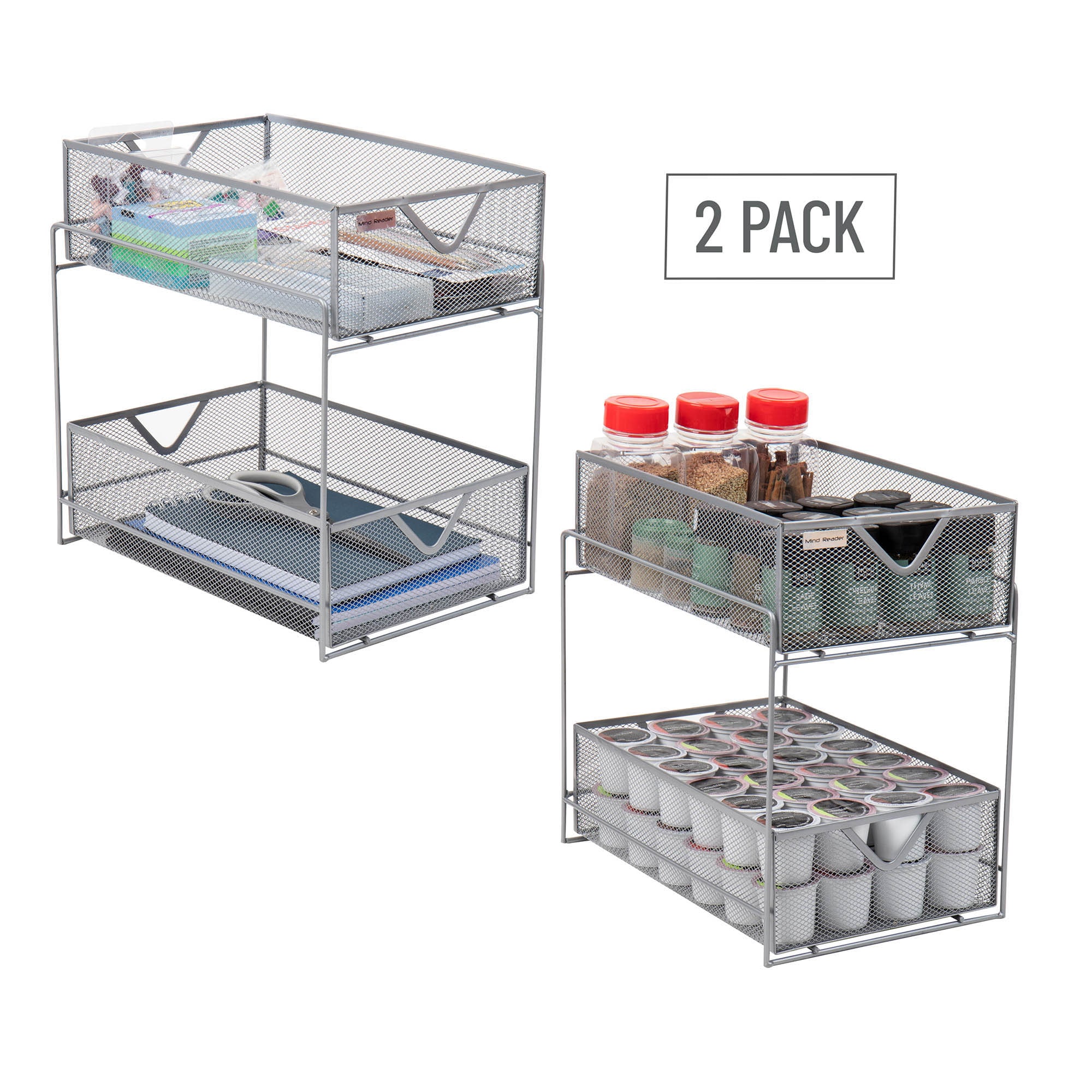 Mind Reader 2CAB2T-SIL Pull-Out-Cabinet-Baskets - View #7
