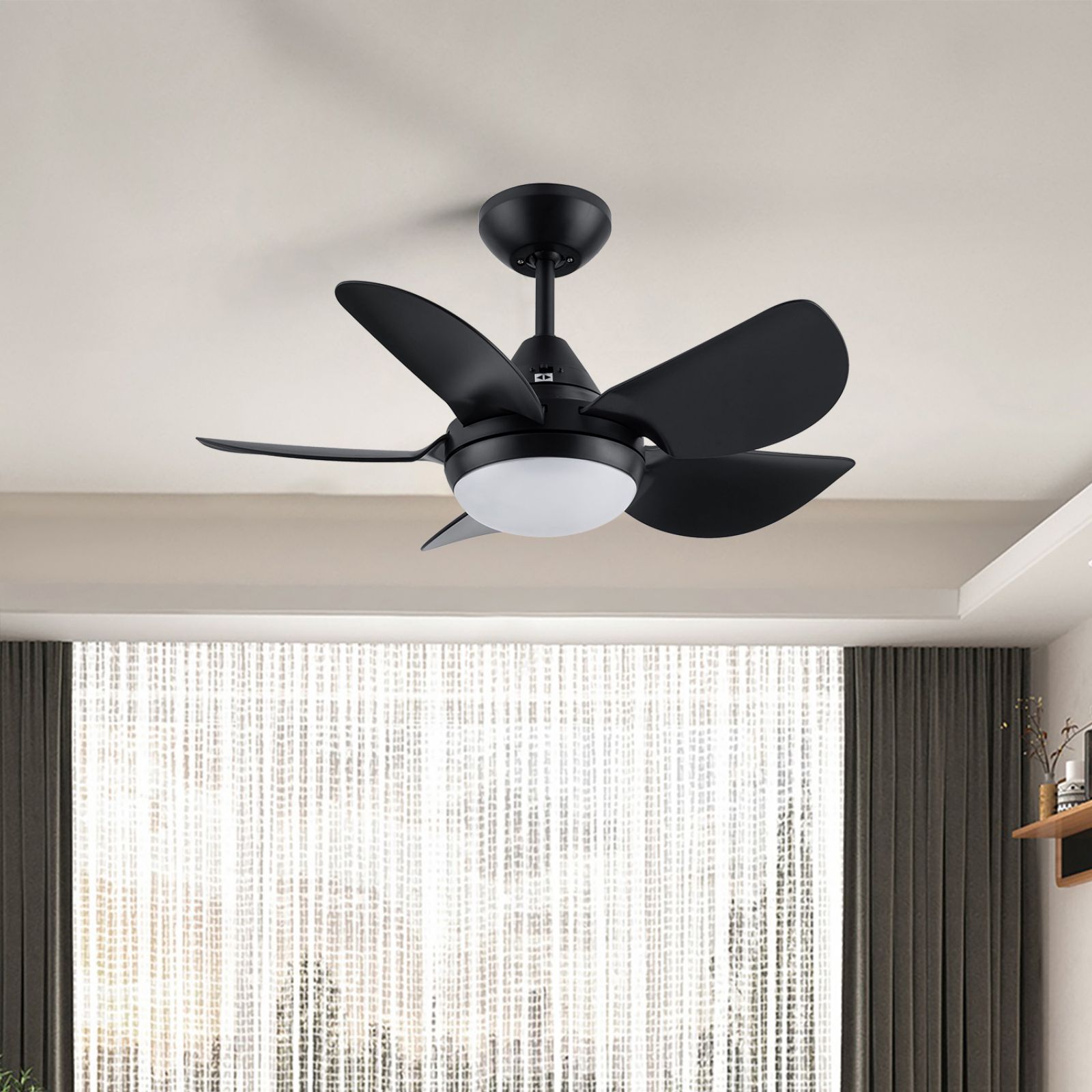 WELLFOR Dimmable Multi-Speed LED Ceiling Fan 30-in Black Color-changing ...