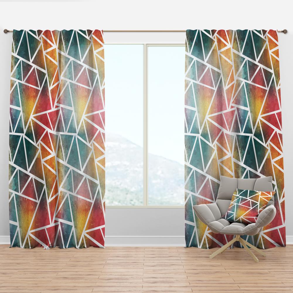 Designart CTN18841-52-95 95-Inches Yellow Geometric Room darkening Thermal lined Rod pocket Single curtain panel