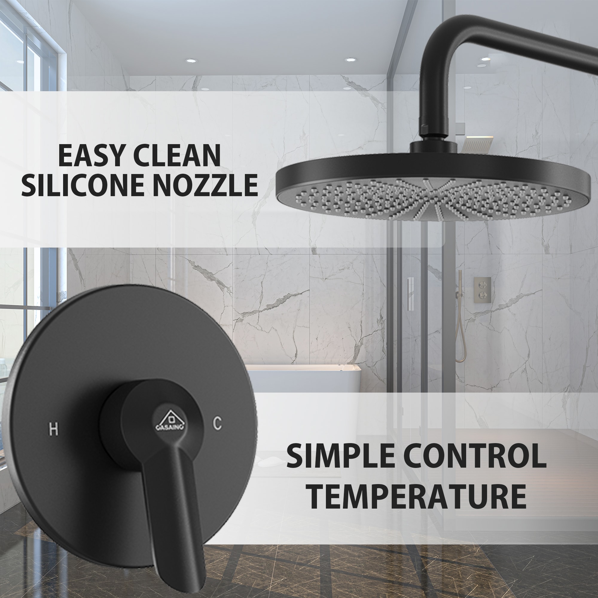 CASAINC CS3513-12BG Showerhead-Bar-Panels - View #8
