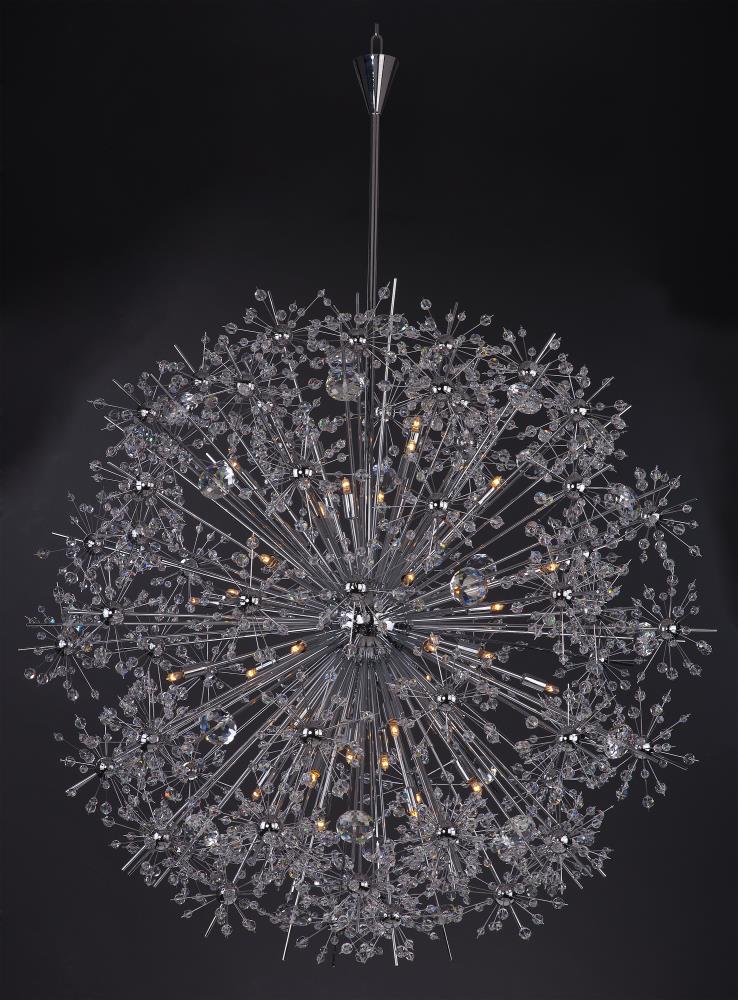 Starfire Polished Chrome Crystal Globe Chandelier with Xenon Lights