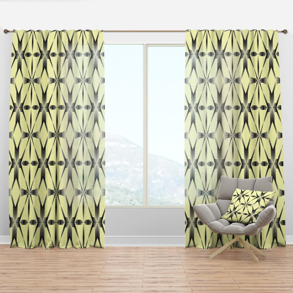 Designart CTN24217-52-63 63-Inches Black Abstract Room darkening Thermal lined Rod pocket Single curtain panel