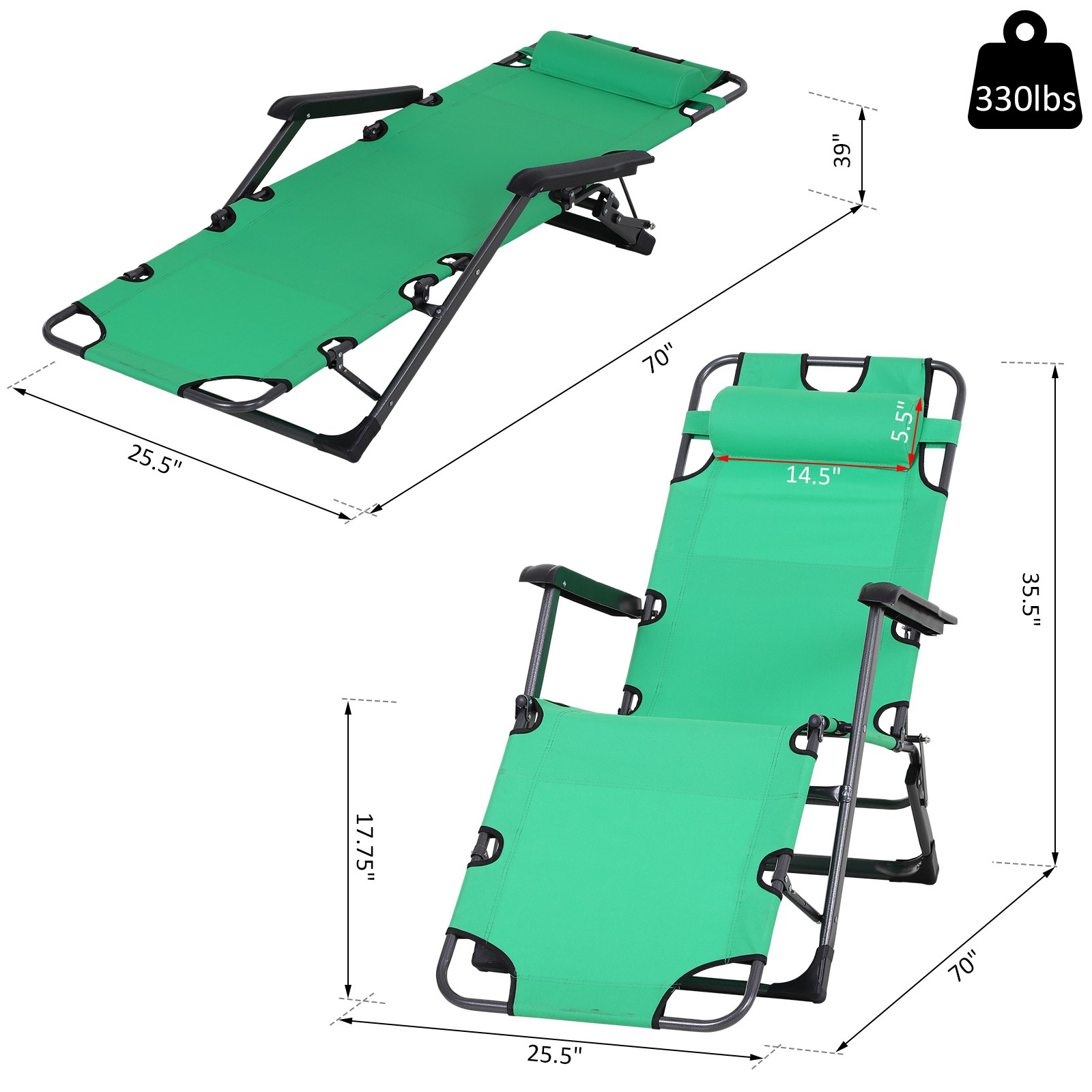 Outsunny 84B-392GN Patio-Chairs - View #3