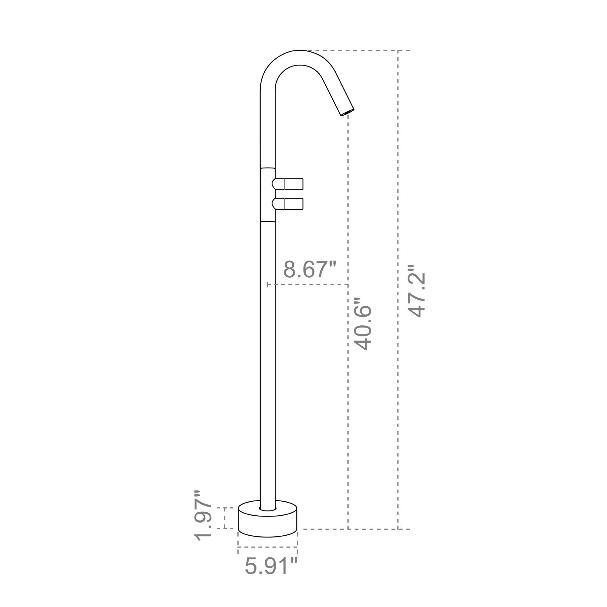 Clihome Bathtub Faucet Gray 2-handle Freestanding High-arc Bathtub ...