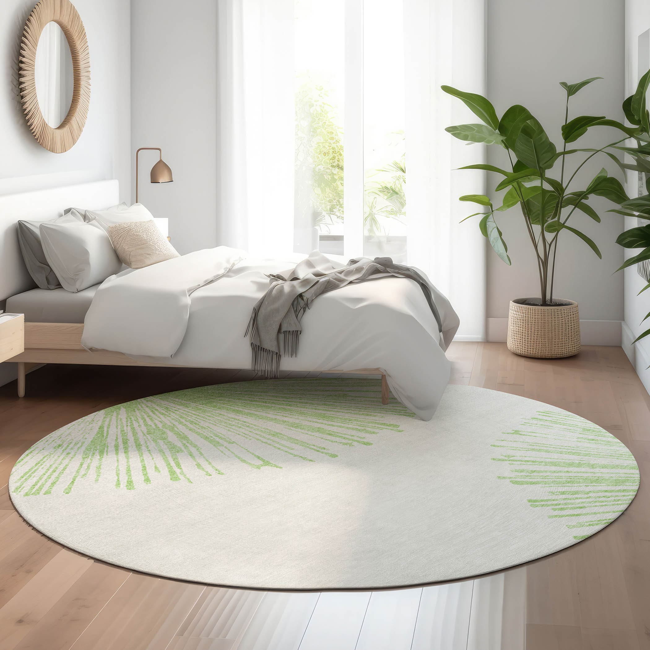 Addison Rugs AMF642AL8RO Mayfield AMF642AL 8 x 8 (ft) Loomed Polyester Aloe Round Indoor Geometric Machine washable Area rug