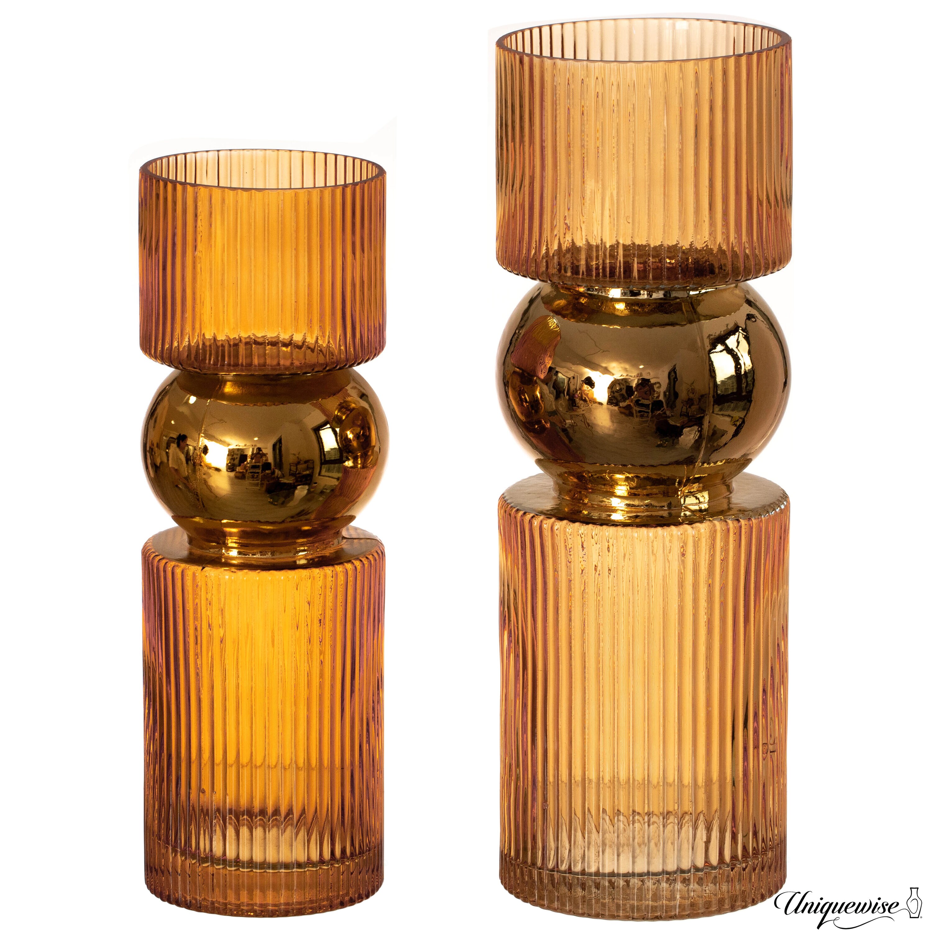Uniquewise QI004735.OR.2 2 -Pack Orange Glass Modern Vase