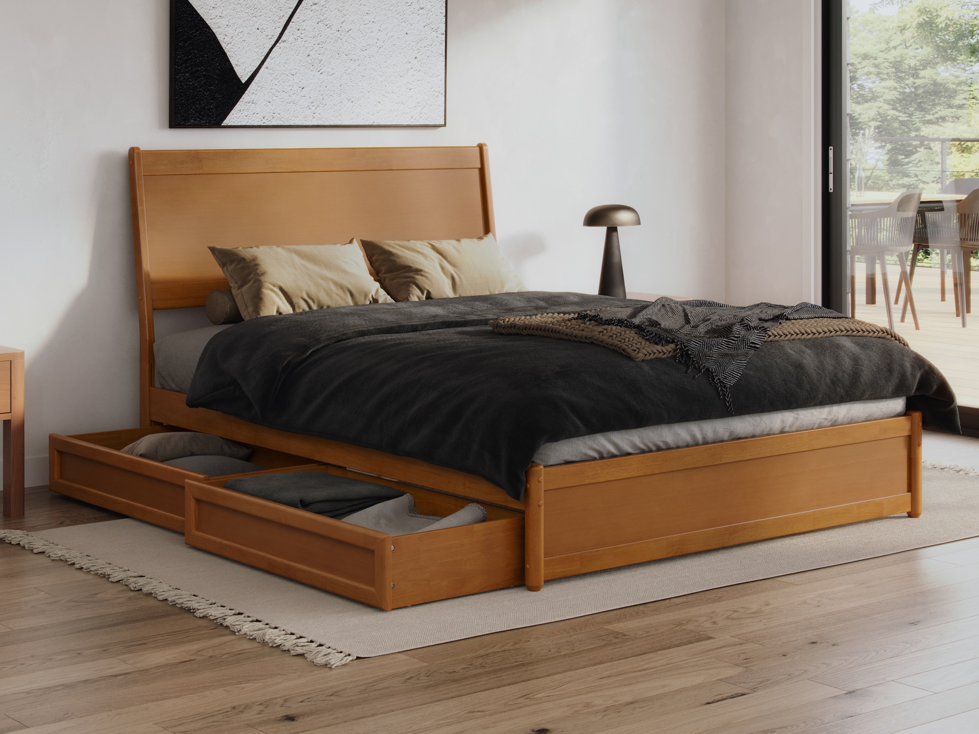 AFI AR998714T Casanova Light Toffee Queen Wood Platform Bed with Storage