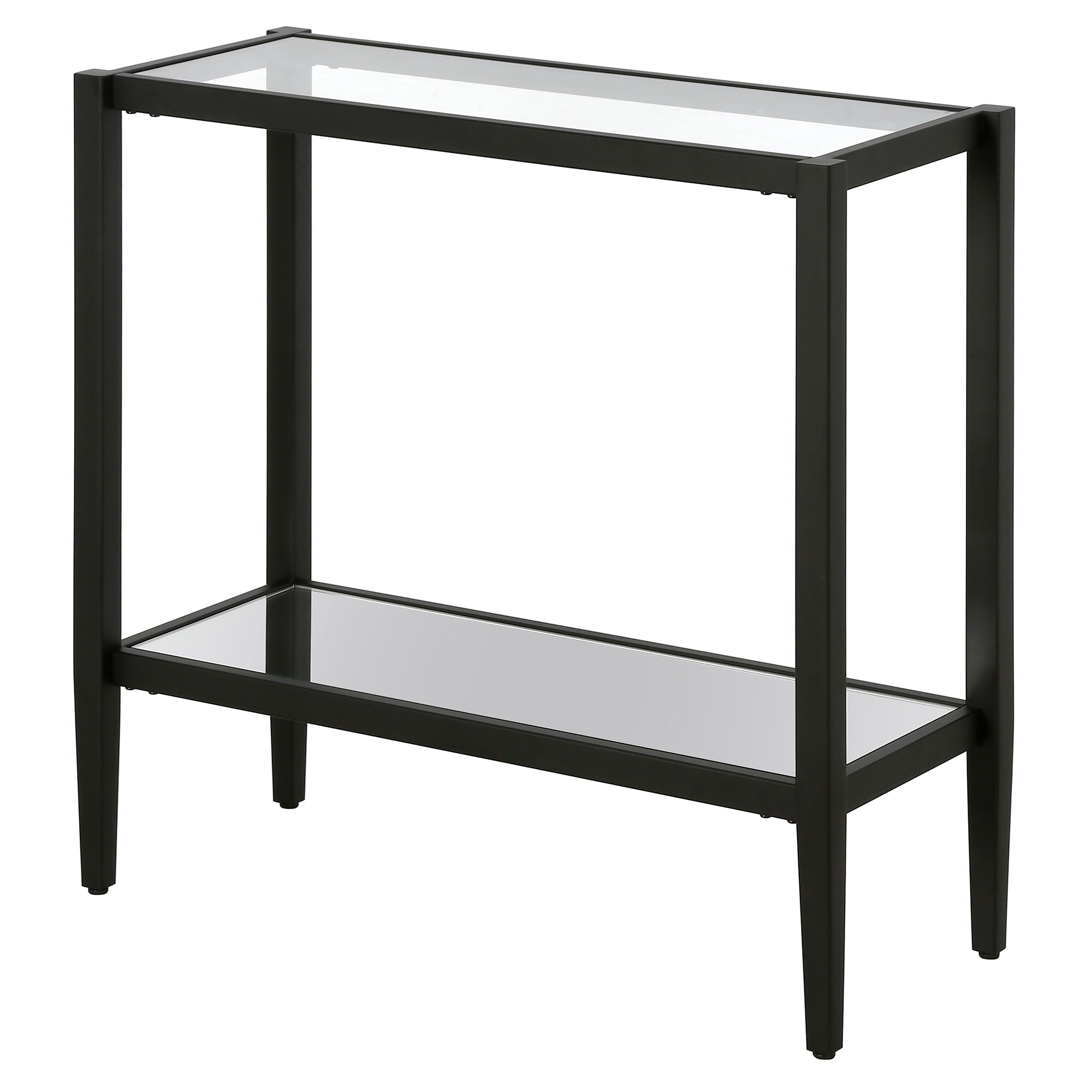 Blackened Bronze 24" Rectangular Side Table with Glass Shelf