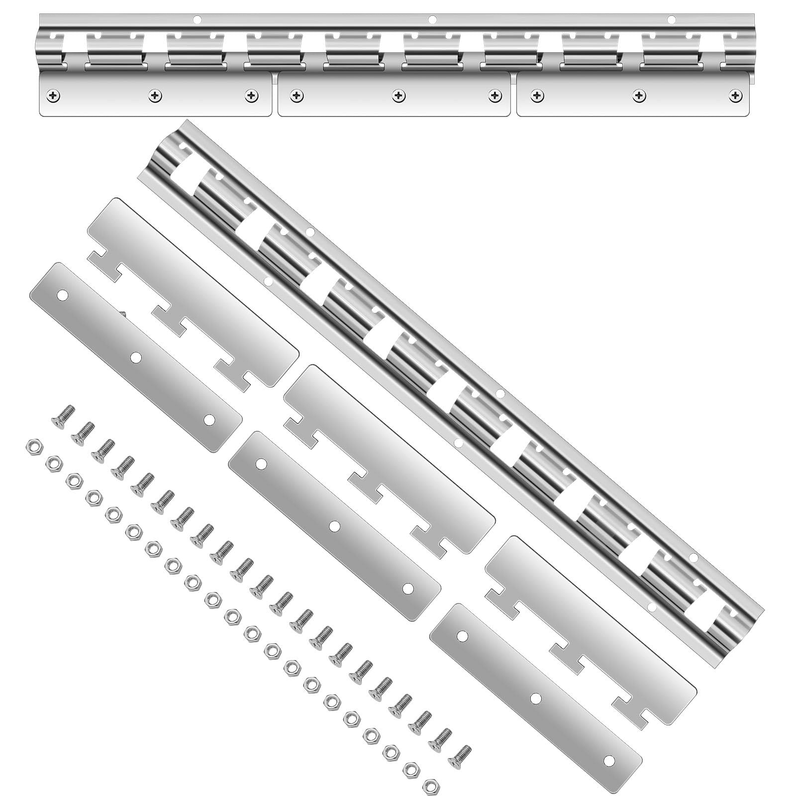 Aoibox  2 Set Stainless Steel Strip Curtain Hardware with Mounting Brackets Clamps and Screws for Vinyl Strip Curtains