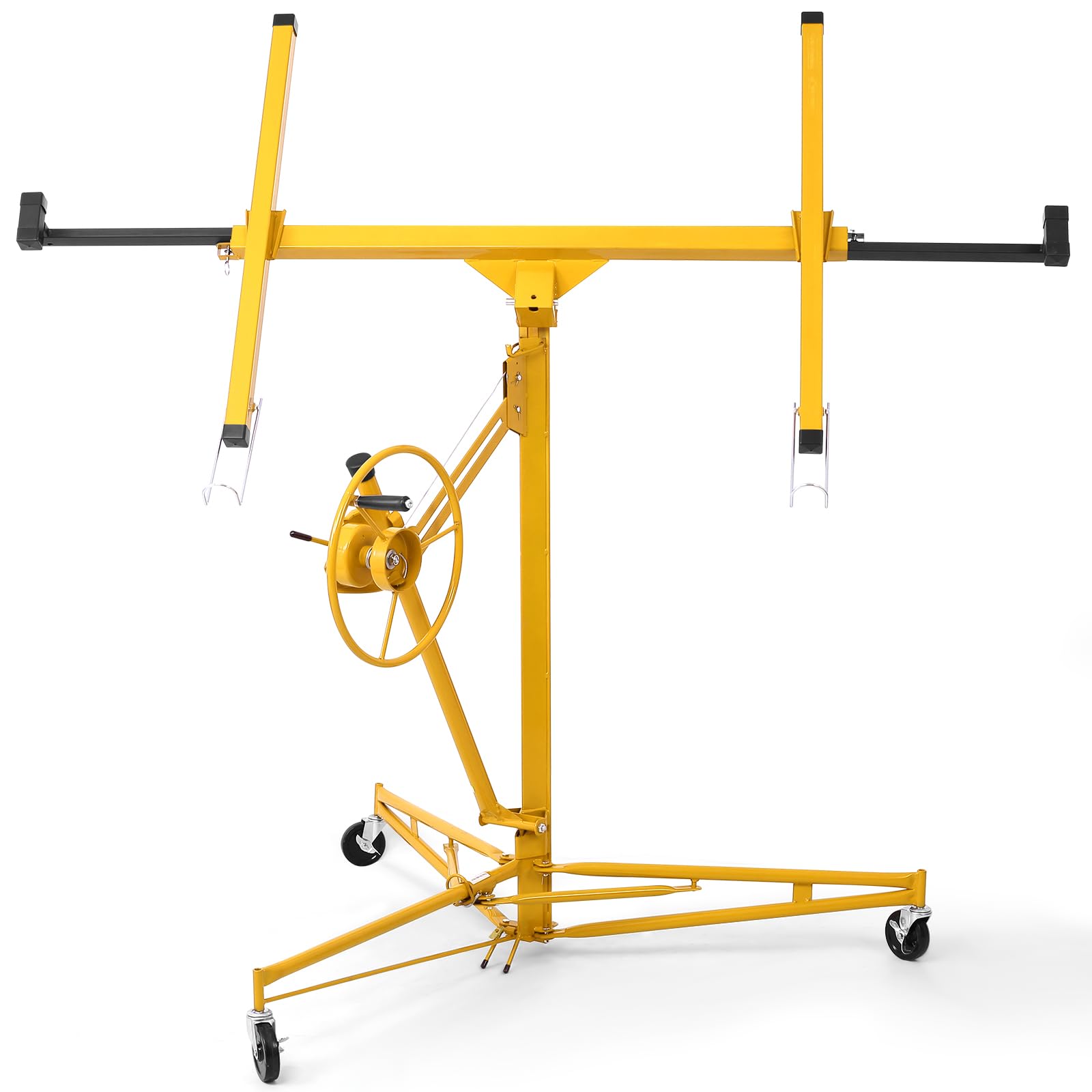 Garvee 16FT Drywall Lift Panel Hoist Jack Lifter 150 LBS Heavy Duty Steel Sheetrock Lift with Wheels Adjustable Telescopic Drywall Jack for Ceiling and Wall Installation Yellow