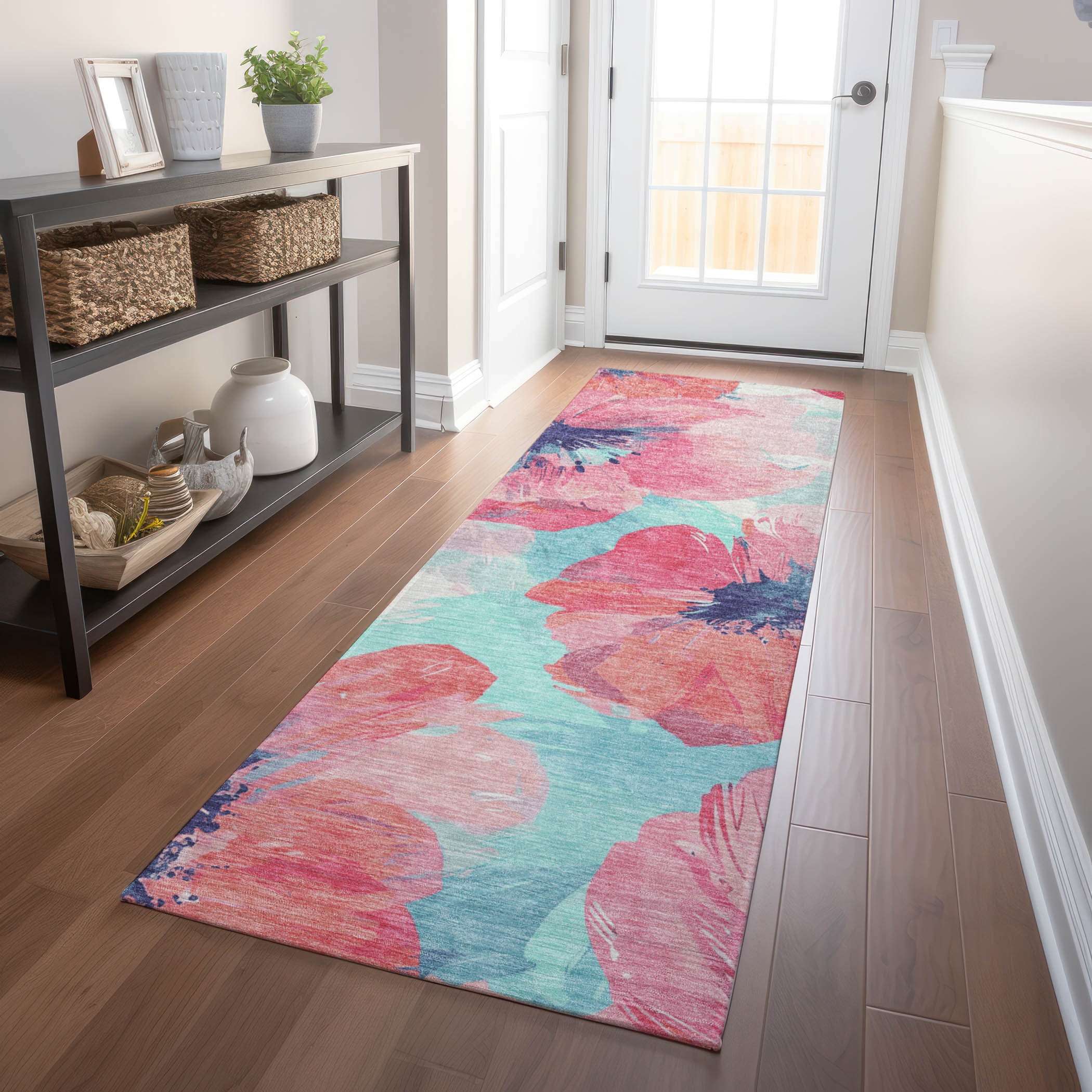 Addison Rugs ACN1555PI2X8 Chantille ACN1555PI 2 x 7 (ft) Polyester Pink Rectangular Indoor/Outdoor Geometric Machine washable Runner rug