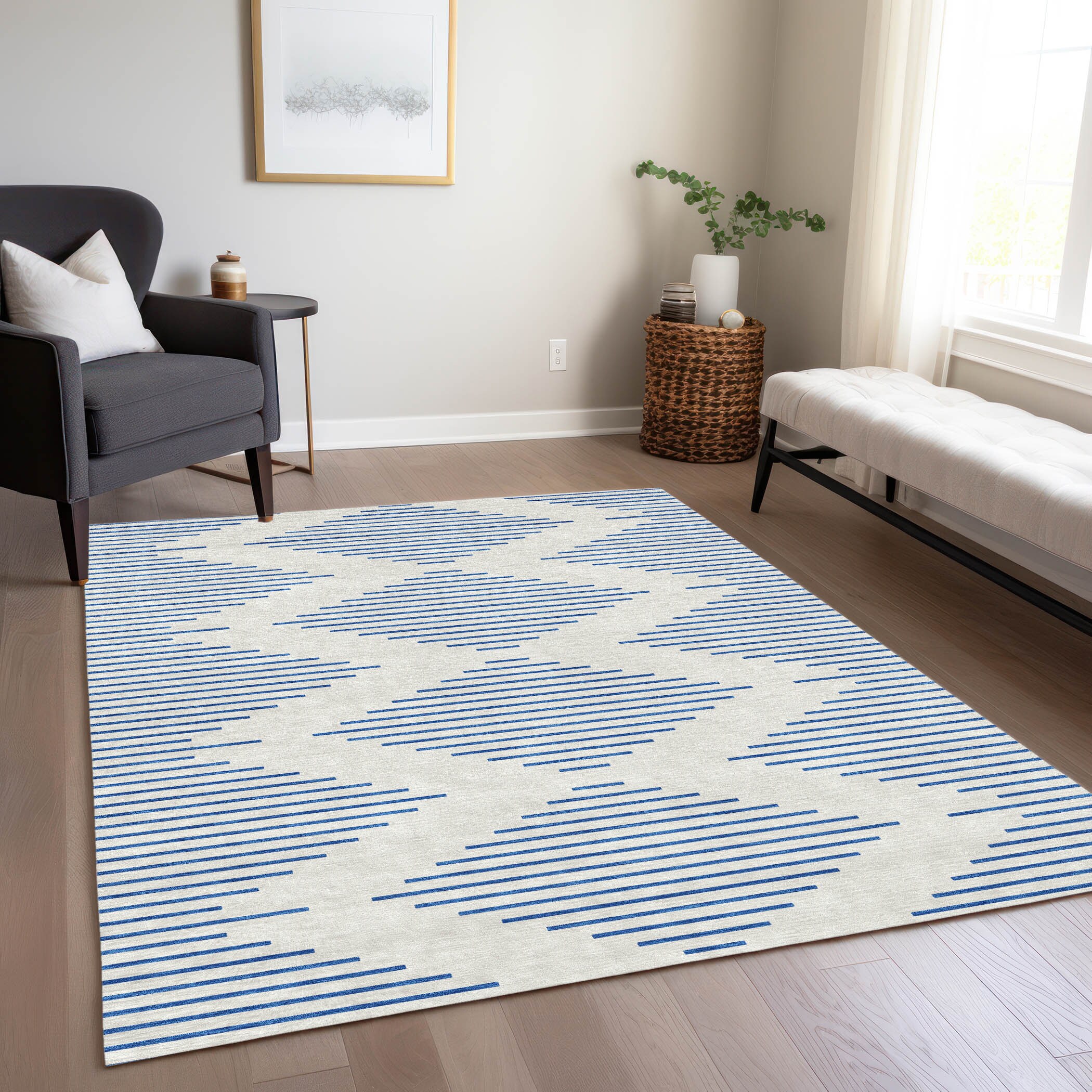 Addison Rugs ACN1017IV10X14 Chantille ACN1017IV 10 x 14 (ft) Polyester Ivory Rectangular Indoor/Outdoor Geometric Machine washable Area rug