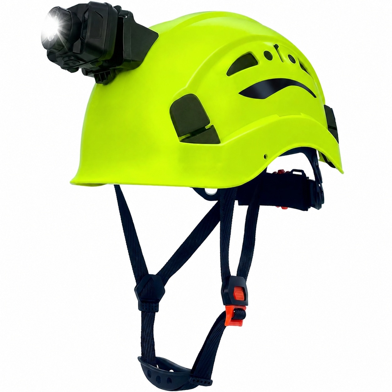 ITOPFOX  Industrial Safety Helmet with Adjustable Vents Lightweight Hard Hat with Headlight for Construction and Outdoor Work ANSI Certified