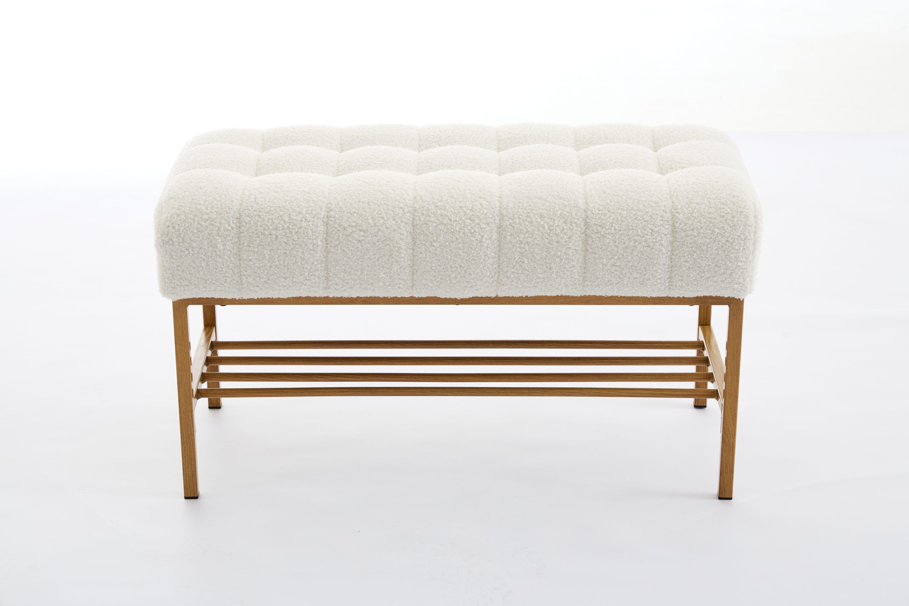 Bybafun YD2300007 Modern White Accent Bench with Storage 75-in x 30-in x 46-in
