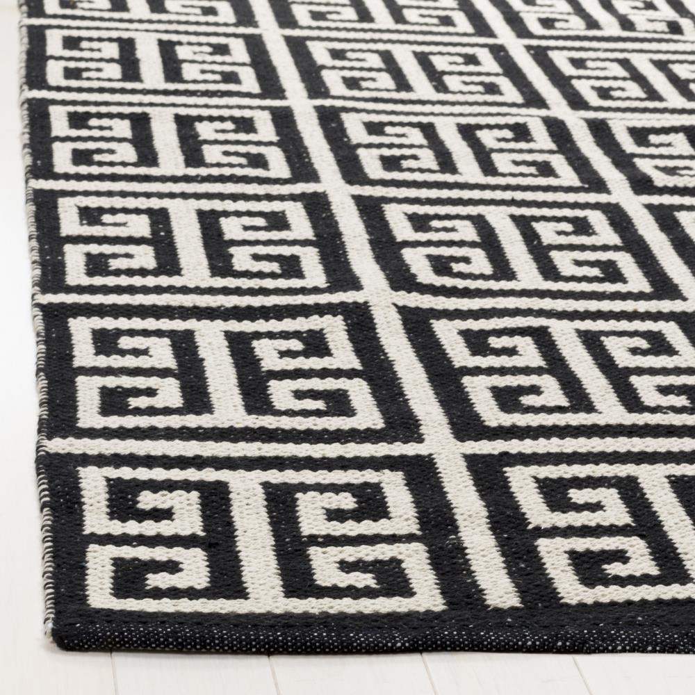 Handmade Black and Ivory Cotton Flat Woven Area Rug