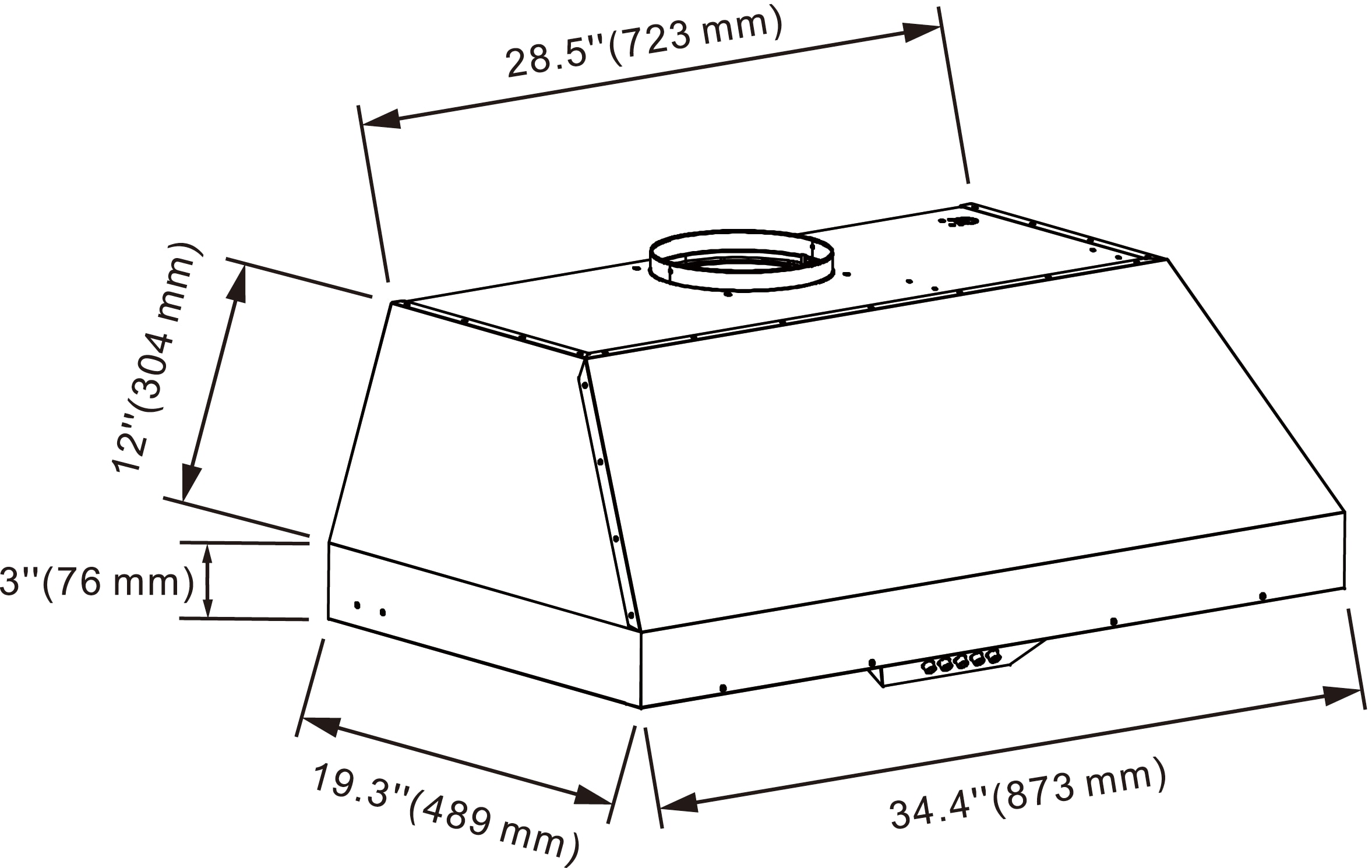 36-Inch Stainless Steel Insert Range Hood with LED Lights