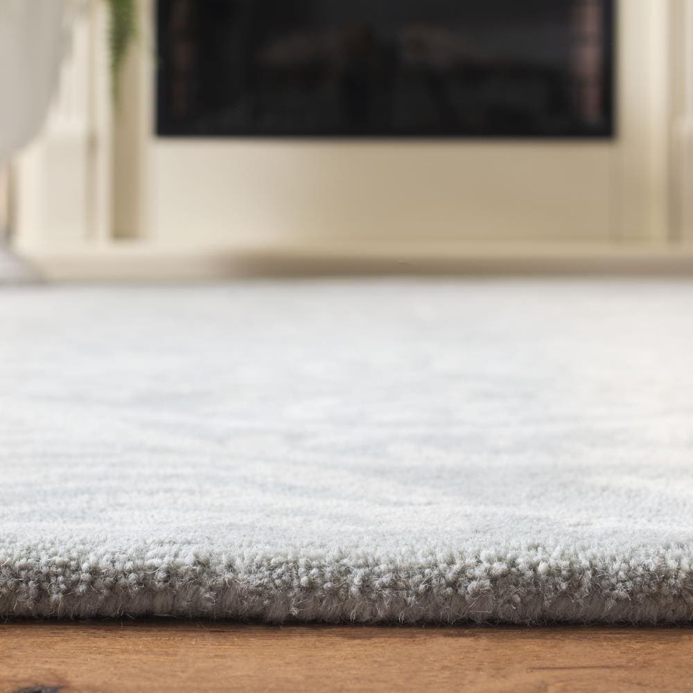 Hand-Tufted Silver Ivory Square Wool-Blend 6' Rug