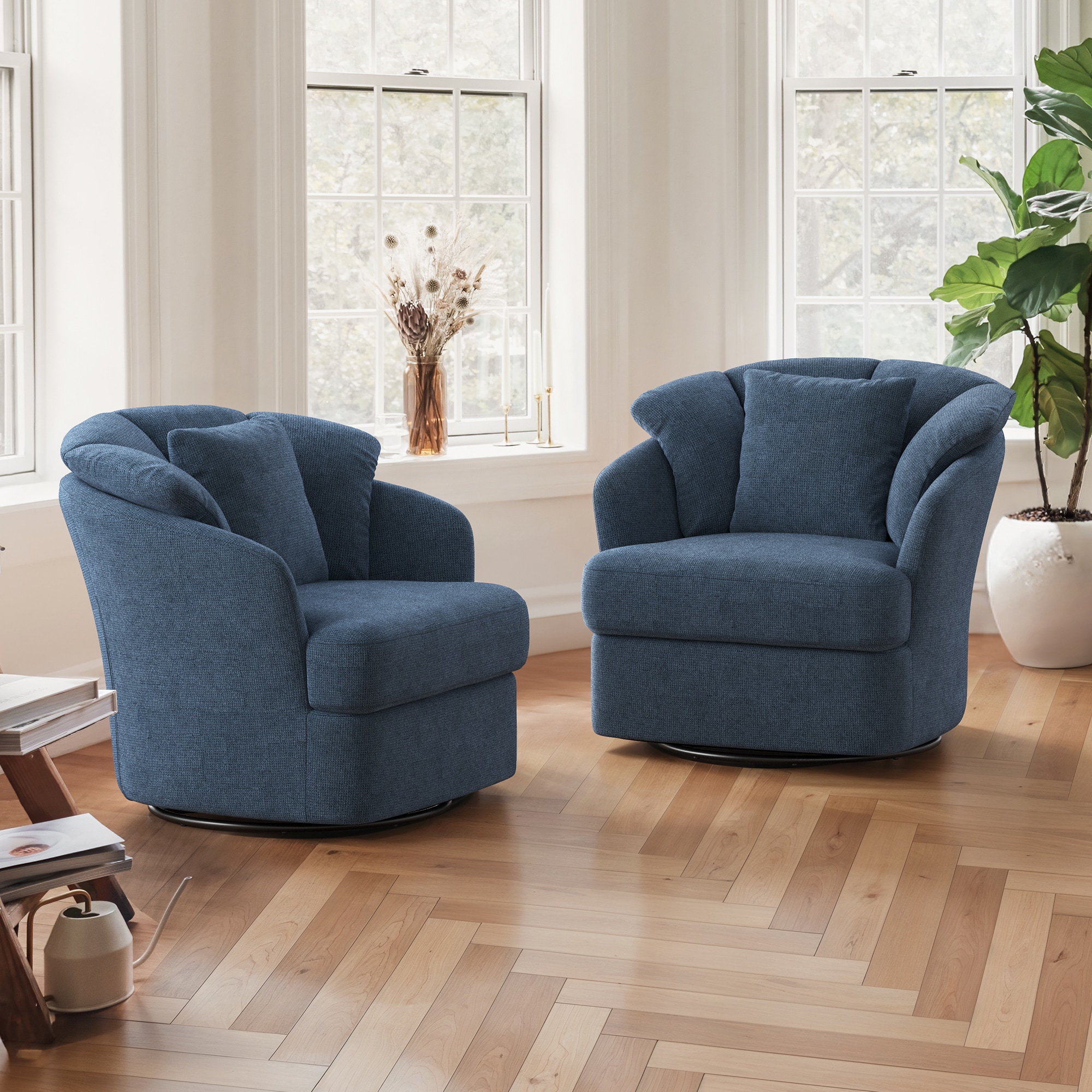 Yurevna - 2 -Pack 31.9-in W Modern Blue Swivel Accent Armchair