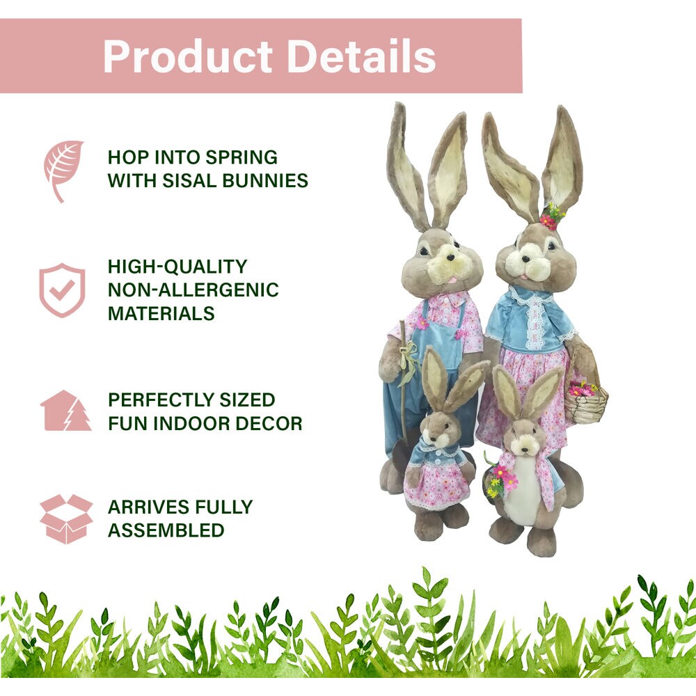 Sisal Straw Bunny Rabbit Figurines Easter Spring Holiday Decor Pair Straw  Bunny