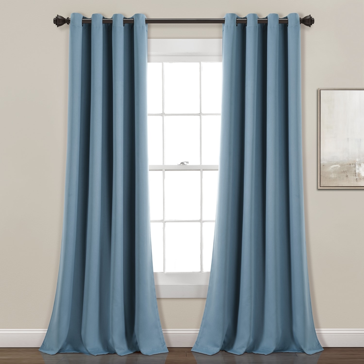 Lush Decor 21T010450 84-Inches Dusty Blue Blackout Grommet Curtain panel pair