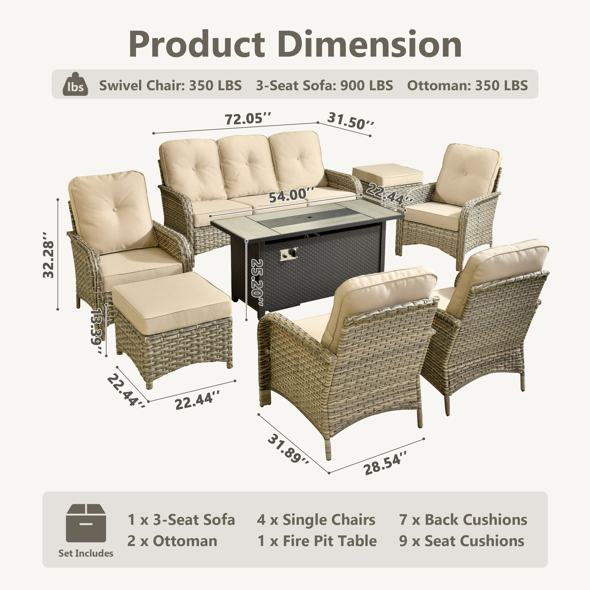 Pouuin SDFPVNC607 Patio-Conversation-Sets - View #2