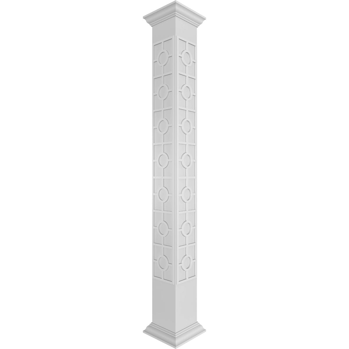 Ekena Millwork CC1008ENKORCRCR Koroluck Fretwork 10-in L x 8-ft Unfinished PVC Column Wrap