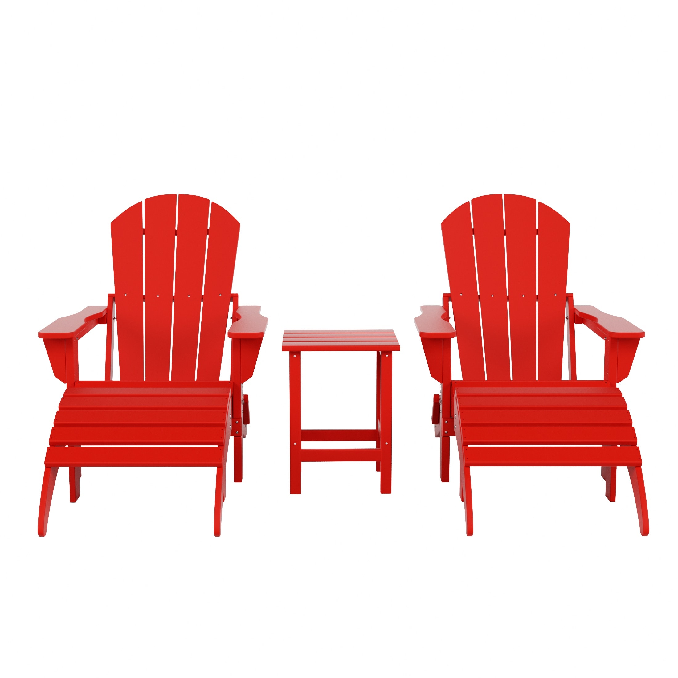 Red Plastic Adirondack Armchair Set for 2, 32" x 35.25"