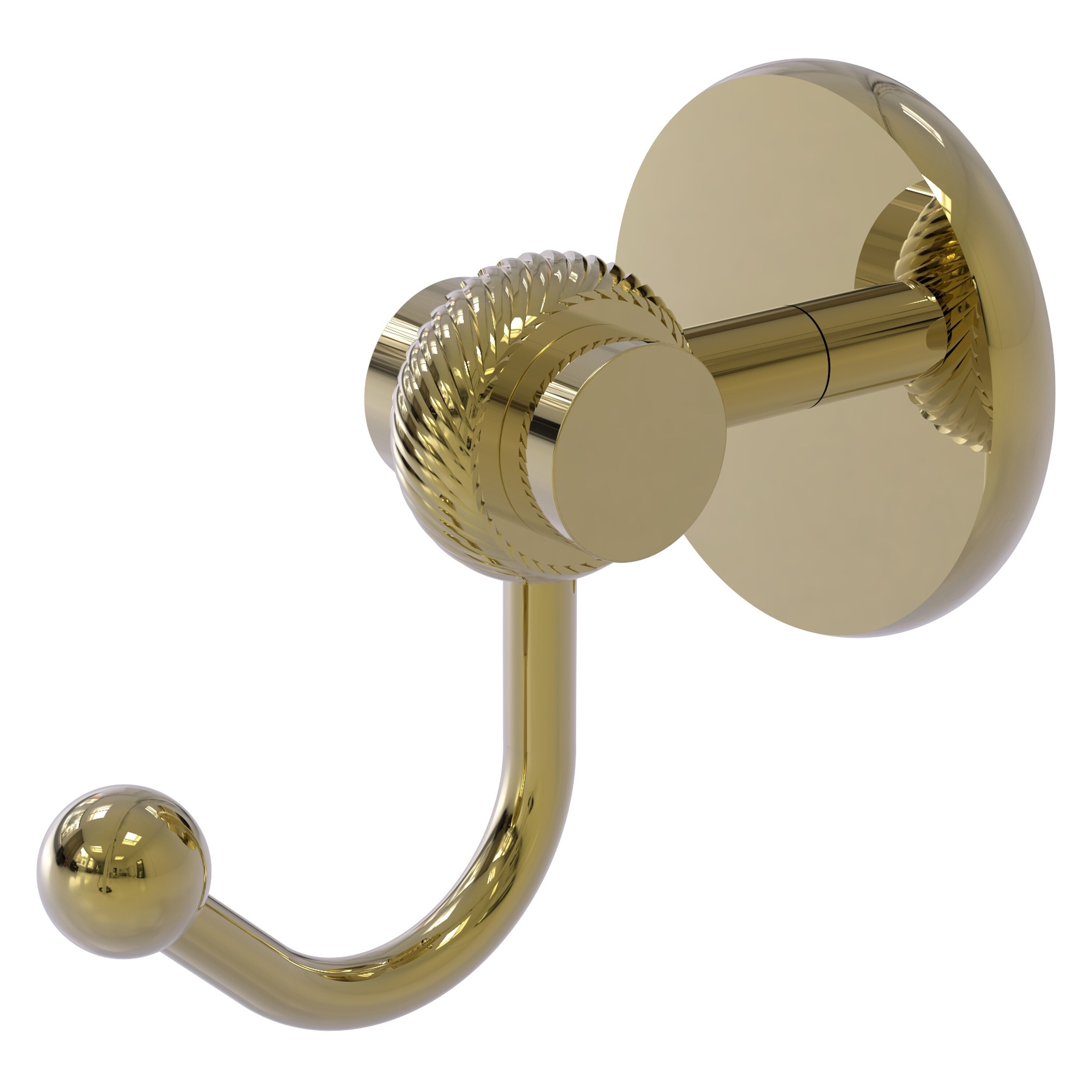 Allied Brass 7220T-UNL Satellite Orbit Two Unlacquered Brass Single -Hook Wall mount Towel Hook