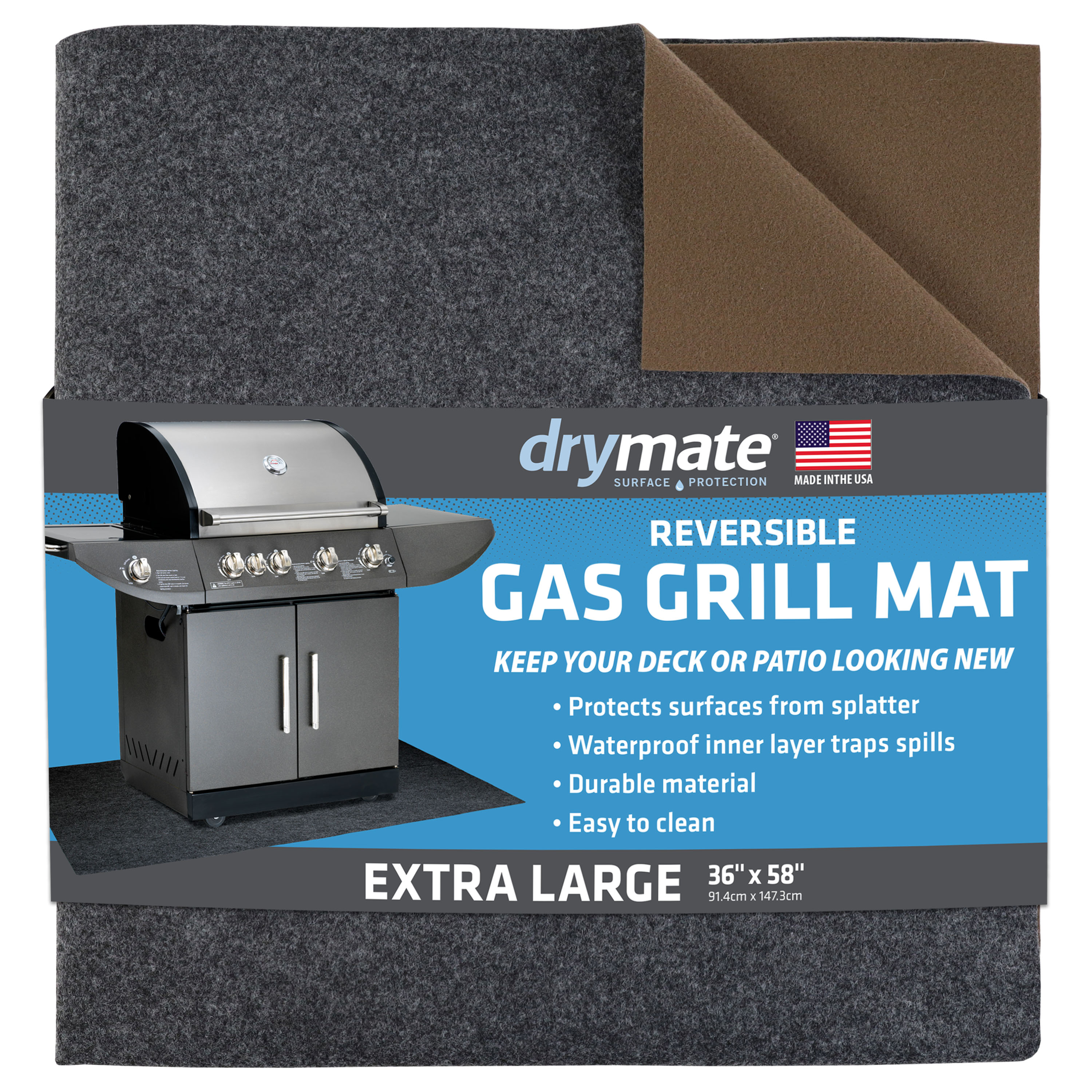 Drymate GMCBN3660PB Gray Polyester Rectangular Grill Mat