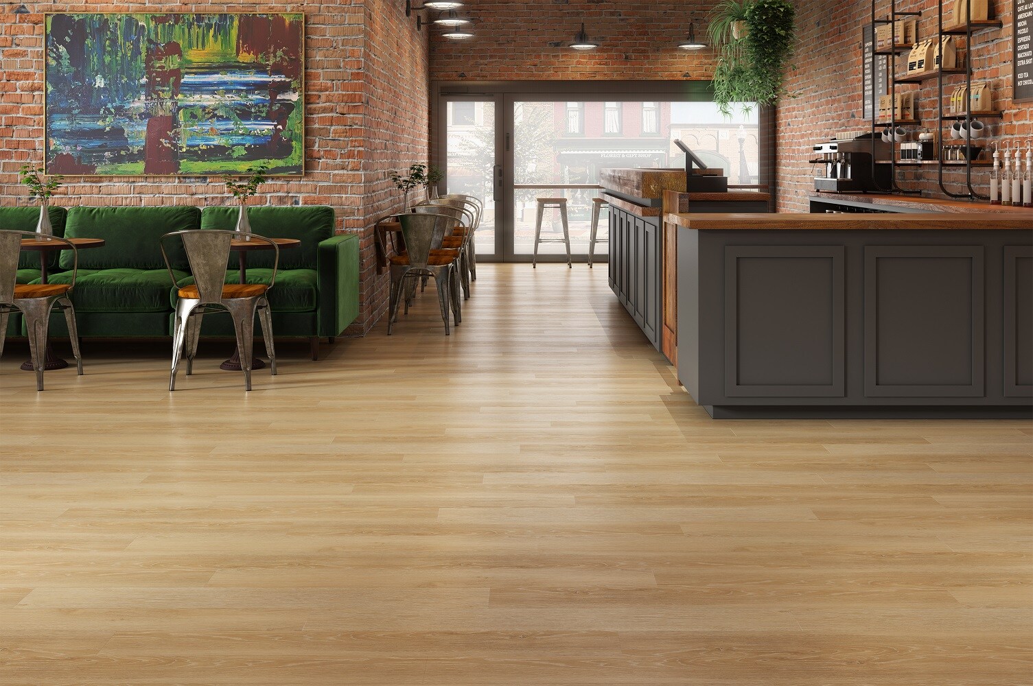 5mm w/pad Table Rock Oak Waterproof Rigid Vinyl Plank Flooring 5.75 in.  Wide x 48 in. Long