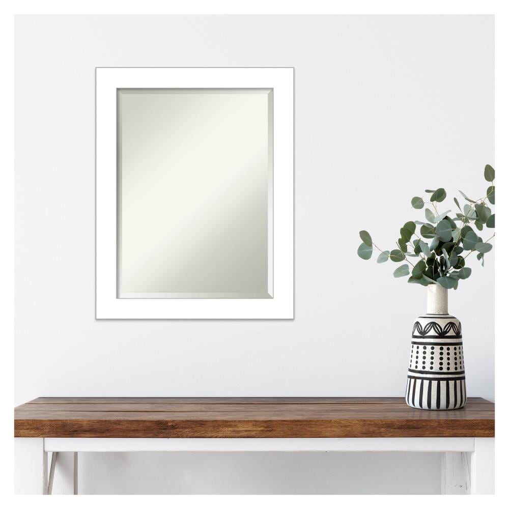 White Rectangular Framed Bathroom Vanity Mirror