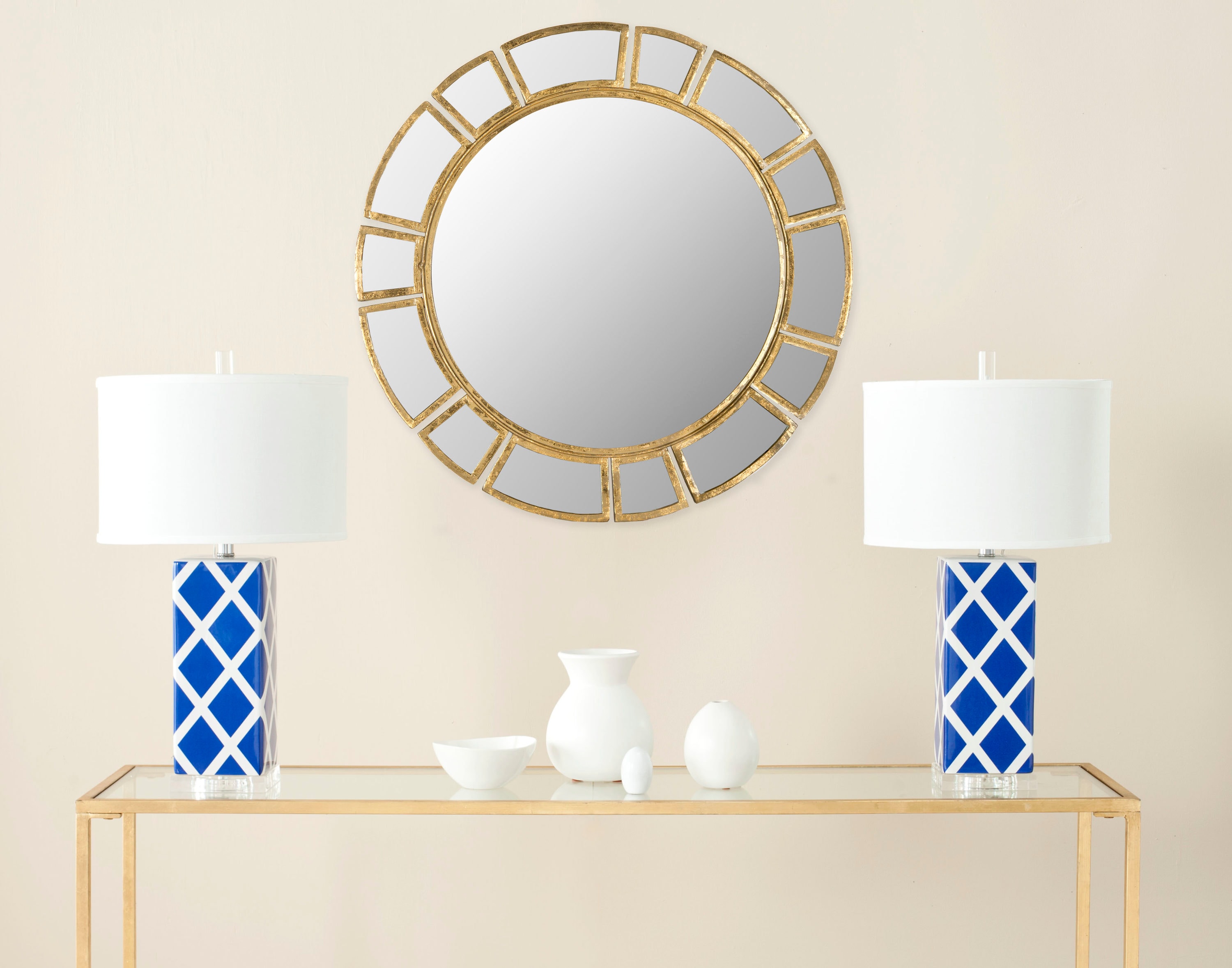 Elegant Gold Sunburst Round Wall Mirror, 30"