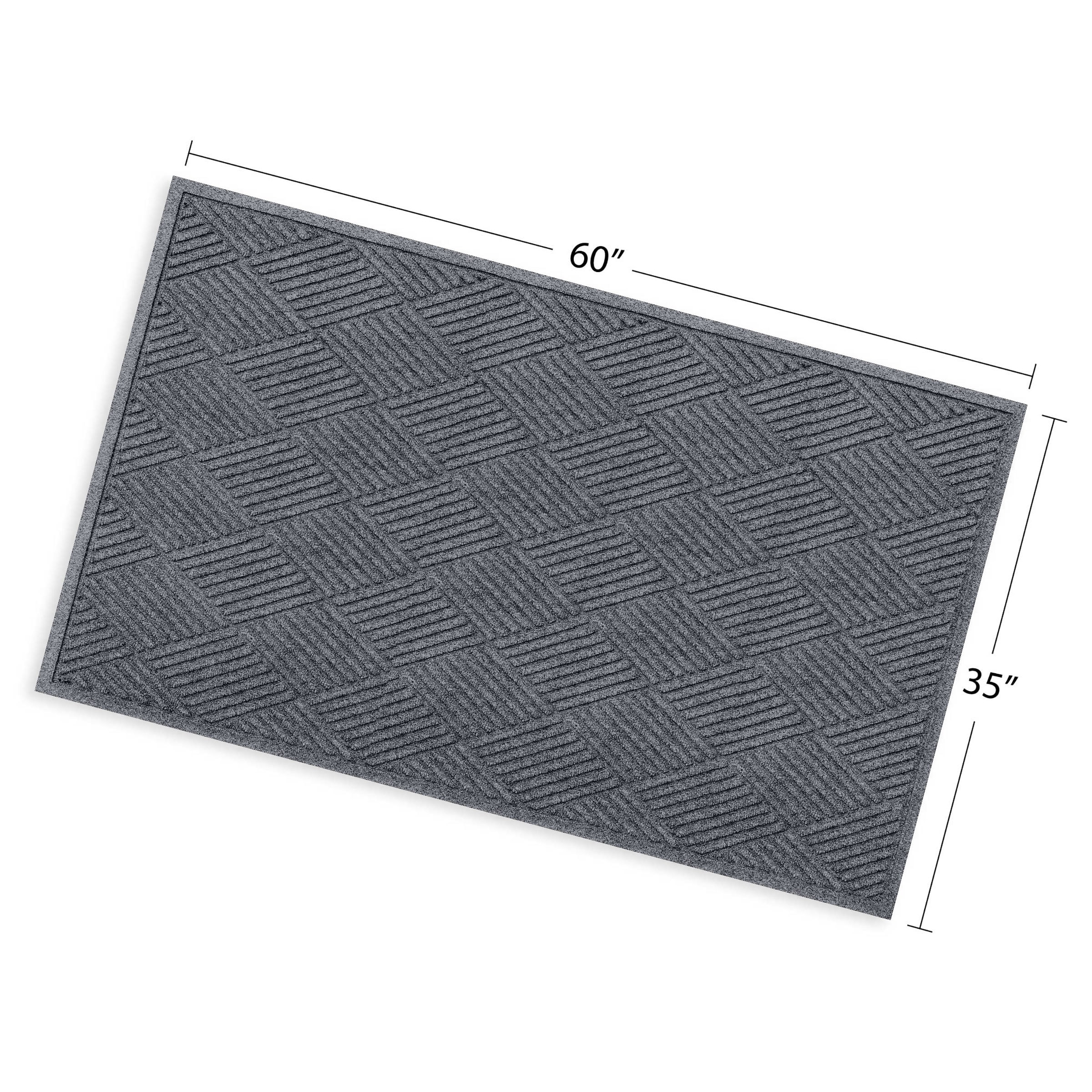 Ottomanson Easy Clean, Waterproof Non-Slip 3x5 Indoor/Outdoor Rubber Doormat, 35 in. x 60 in., Black