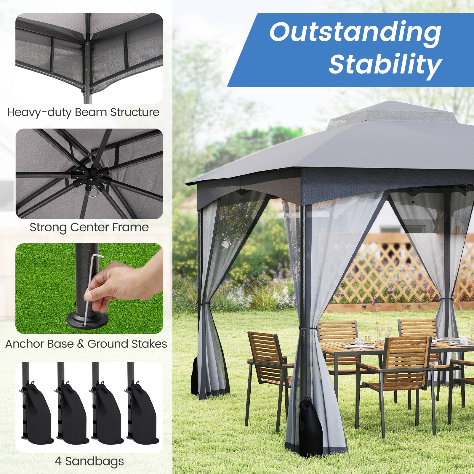 Slickblue D-CO-RG44521PN Wood-Resin-Gazebos - View #8