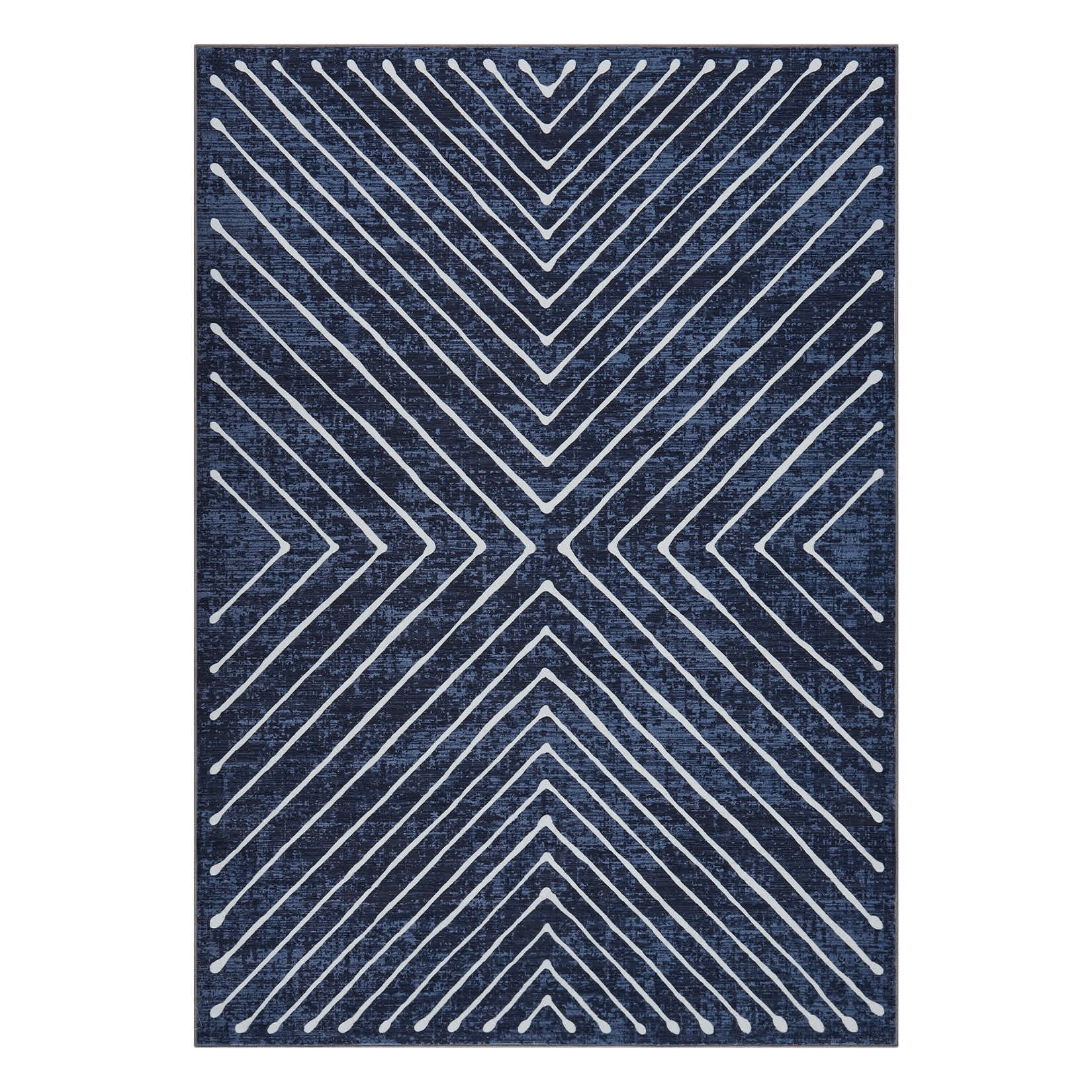 WhizMax SUNNY-PHK-33CCD563 5 x 7 ft Polyester Blue Rectangular Living Room Bedroom Dining Room Geometric Stripped Lines Print Modern Machine Washable Area Rug