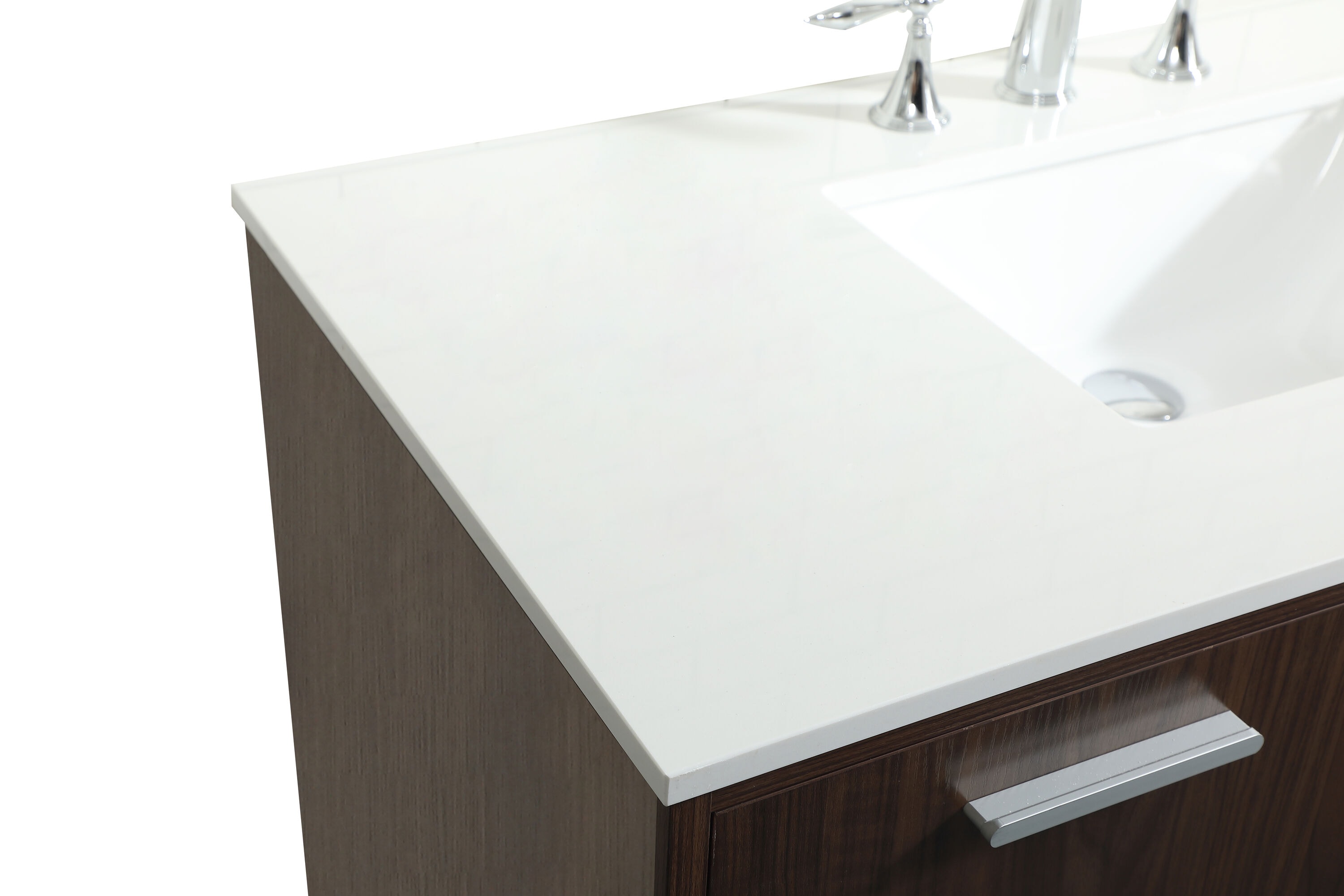 Walnut and Calacatta White 42" Single Vanity with Engineered Marble Top