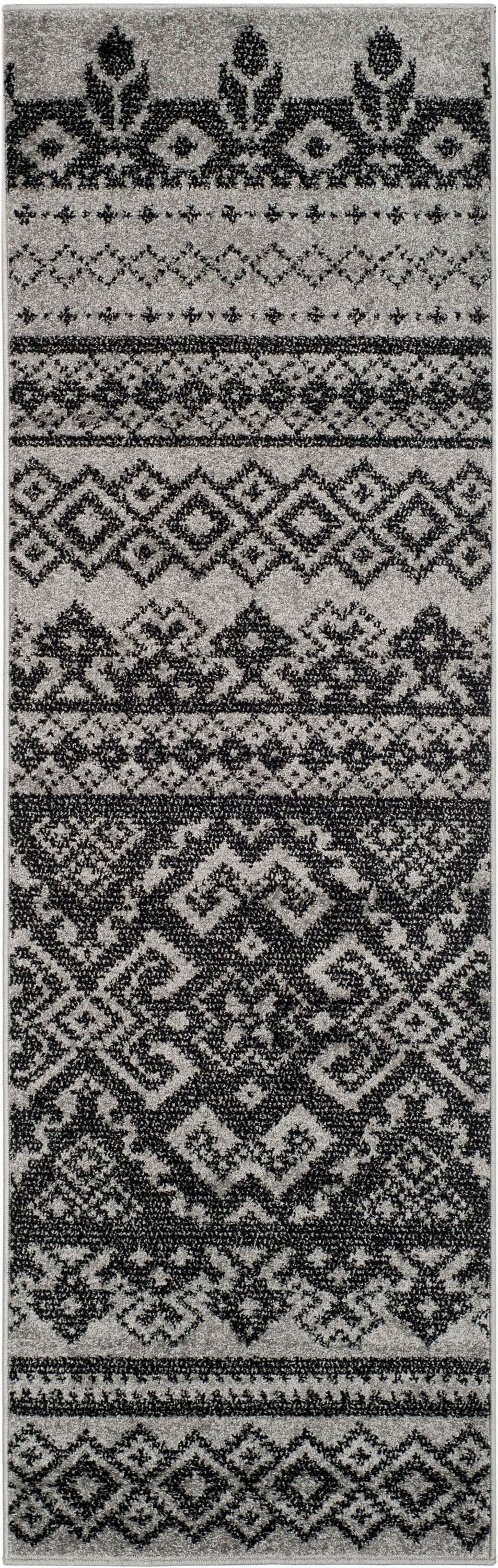 Safavieh ADR107A-220 Adirondack Taos 2 x 20 (ft) Loomed Polypropylene Silver/Black Rectangular Indoor Lodge Runner rug