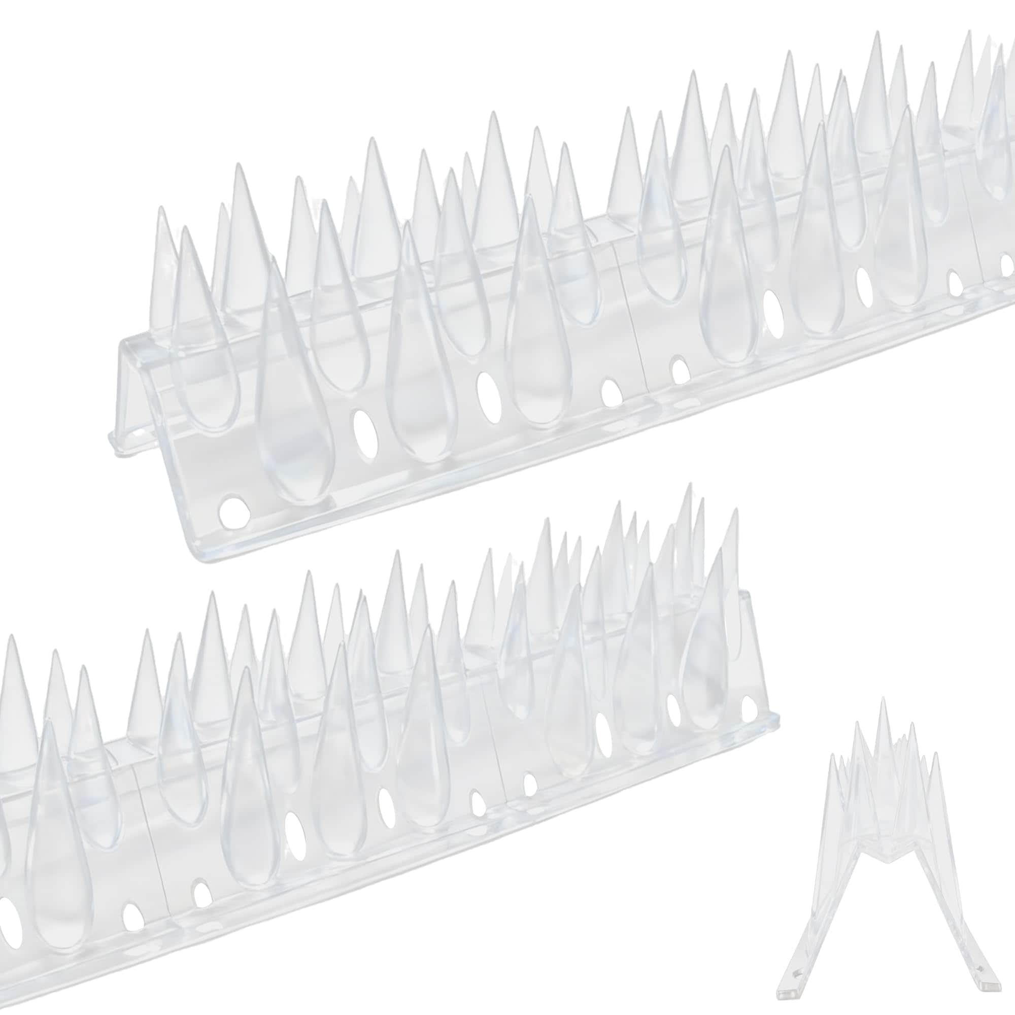 Misopily  22 Pack Clear Bird Spikes M Shaped Design 11.81 in x 1.97 in x 2.75 in Humane Deterrent for Roof Fence Wall Outdoor 23.6 Feet Coverage