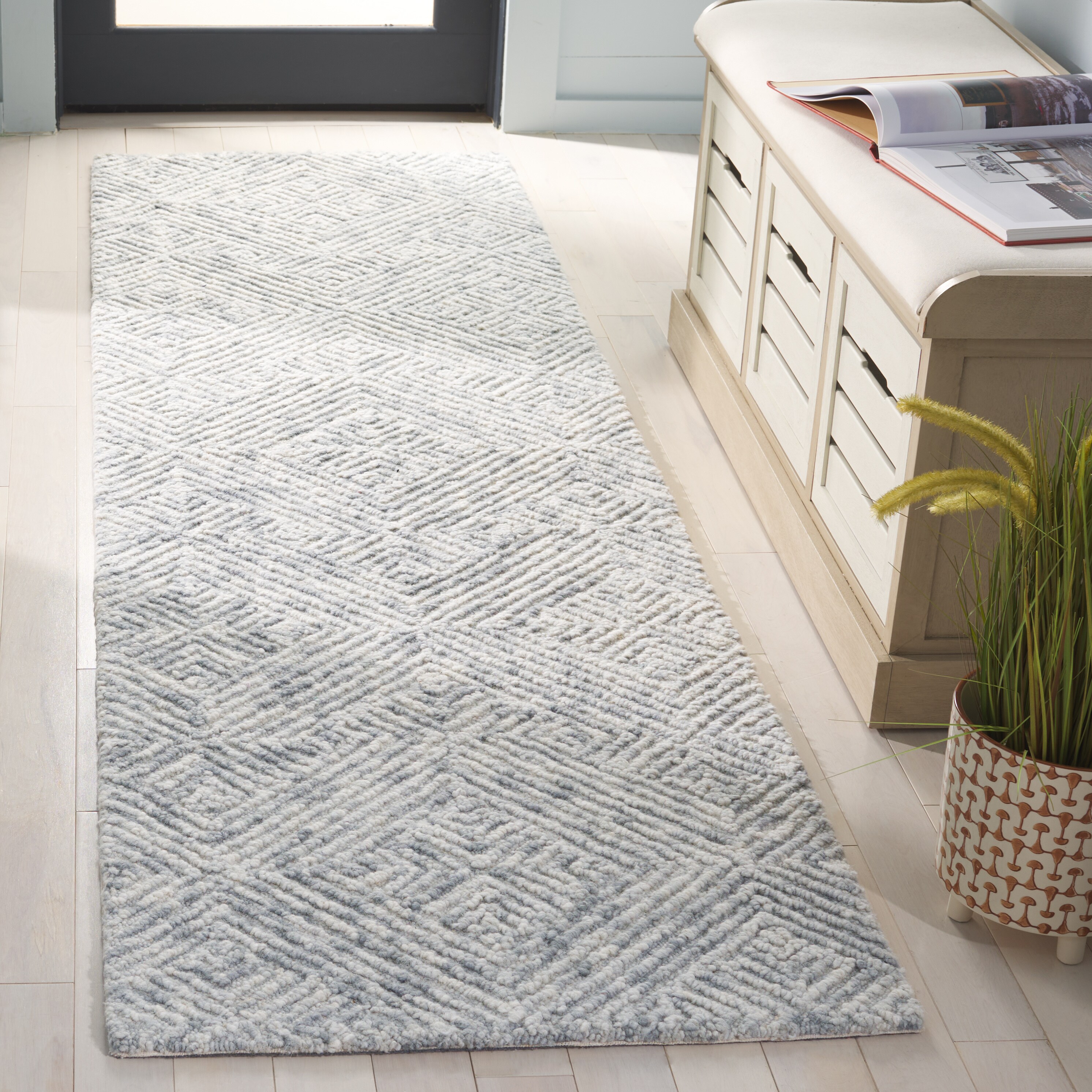  Trace 151 Gray Contemporary 2ft-3in x 8ft Runner Rug