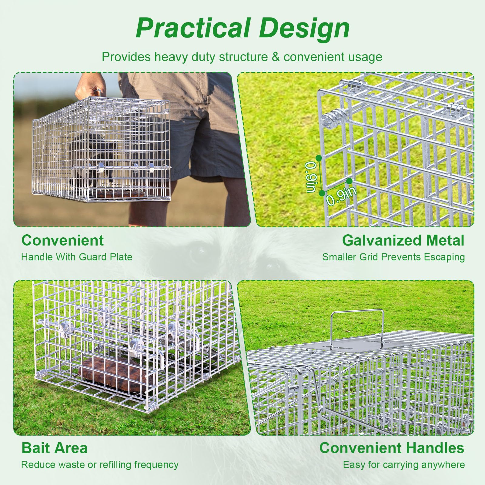 Misopily 26 Inch Heavy Duty Folding Live Animal Cage Trap with Gloves ...