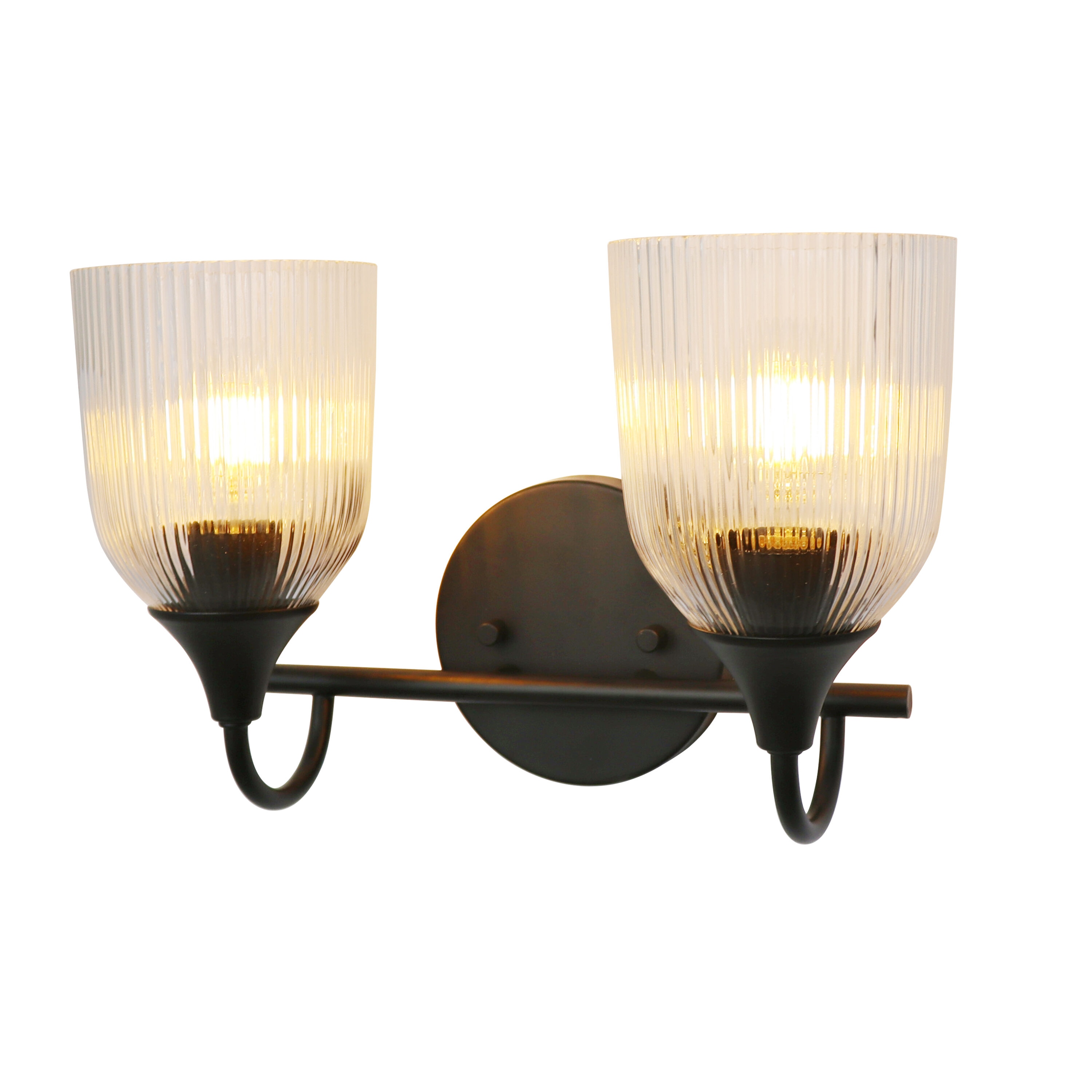 LTMATE LSWL092-MBK JAZAVA 13.5-in 2 -Light Matte Black Mid-century Vanity light