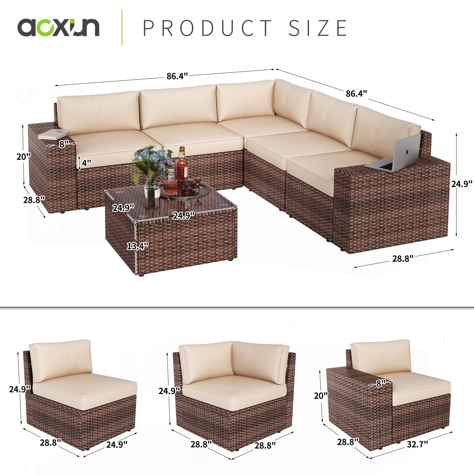 AOXUN LS-039BGAB Patio-Conversation-Sets - View #5
