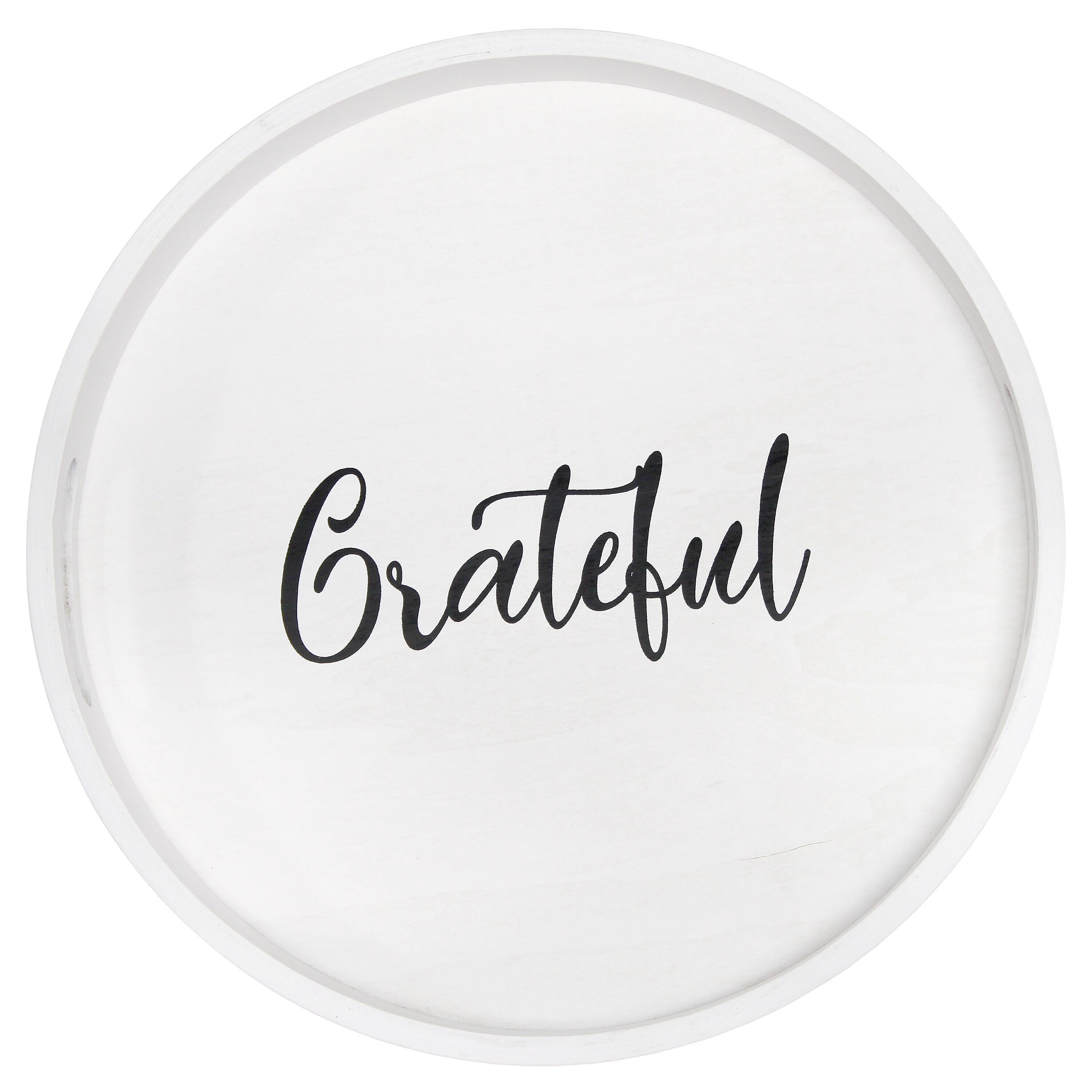 Elegant Designs HG2013-WGT 13.75-in x 13.75-in White Wash Round Serving tray