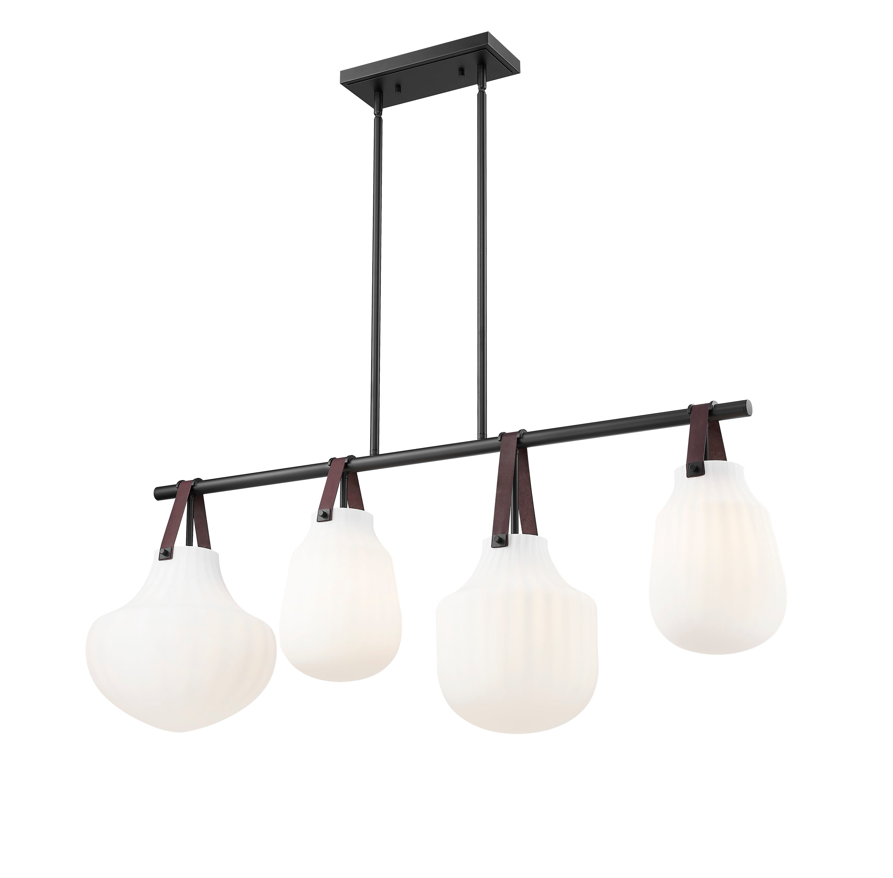 Matte Black and Gold 4-Light Glass Pendant