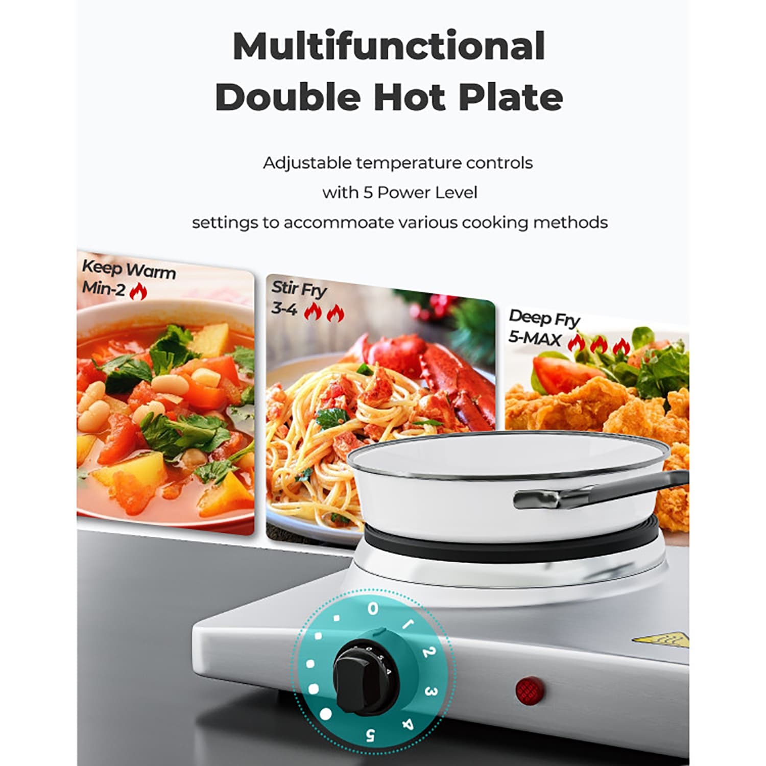 CASAINC 19-in 1 Element Metal Electric Hot Plate in the Hot Plates  department at