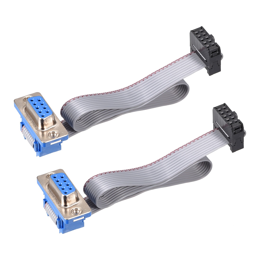 Unique Bargains IDC Wire Flat Ribbon Cable DB9 Female to FC-10 Female Connector 2.54mm Pitch 20cm Length 2pcs #S26041400UX4059