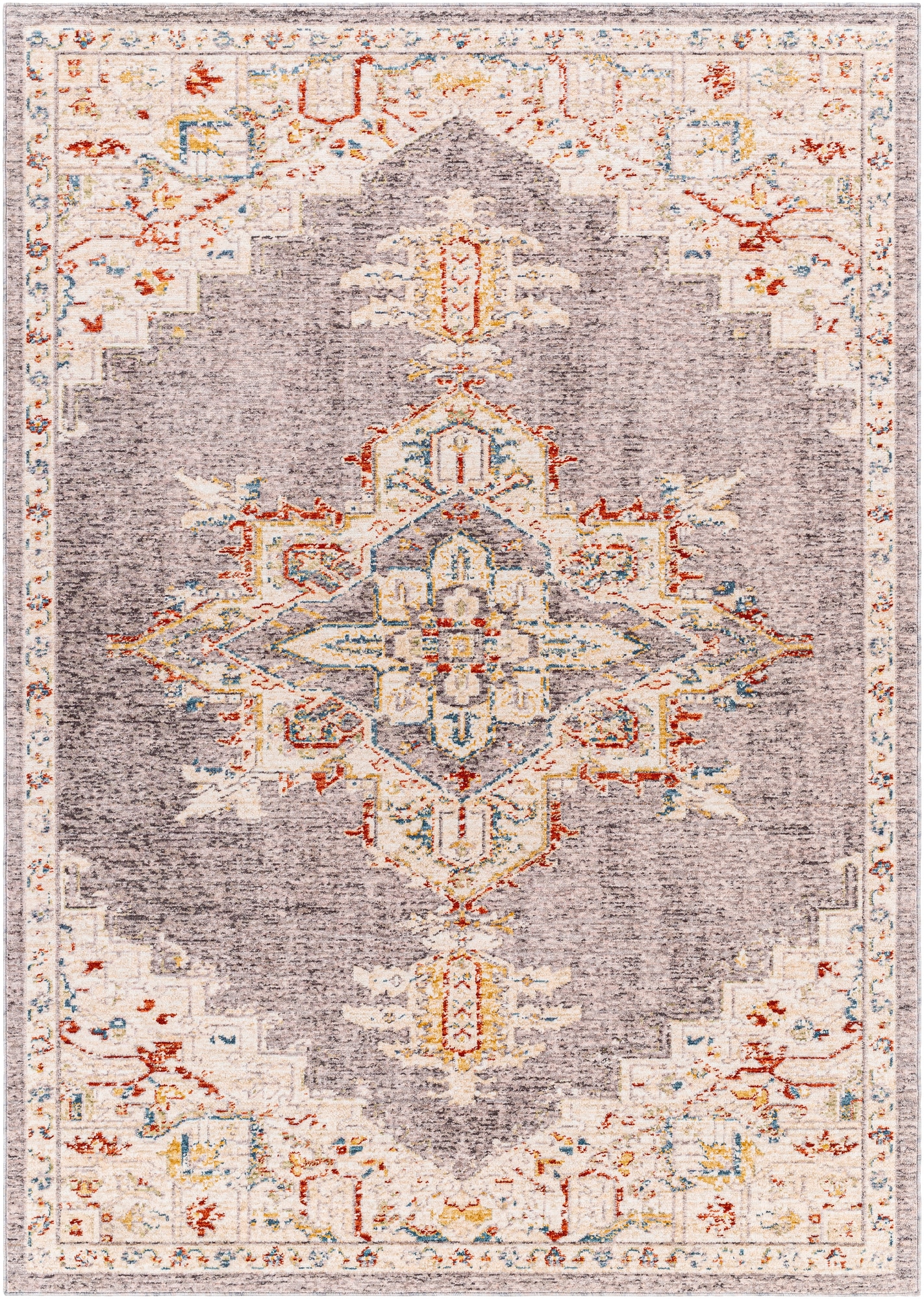 Livabliss TRV2300-46 Truva 4 x 6 (ft) Polyester Taupe Rectangular Indoor Medallion Vintage Area rug